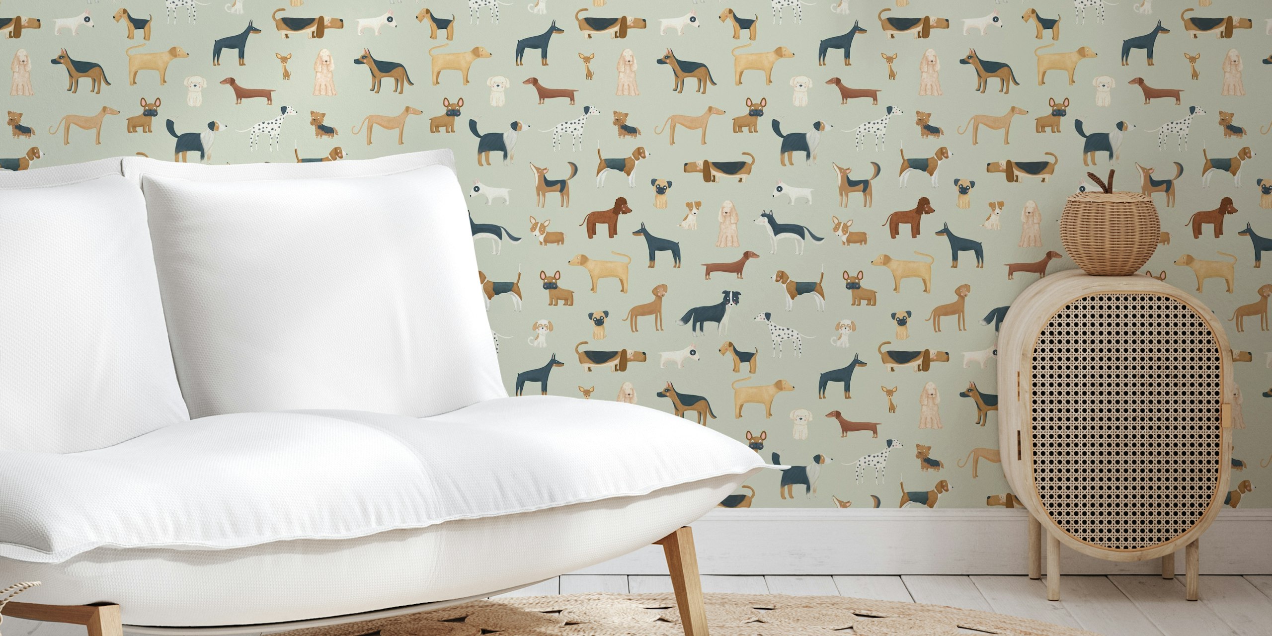 Dog breeds wallpaper i sage green