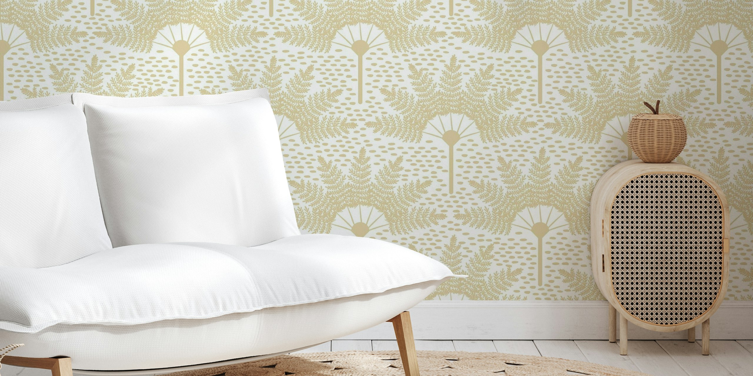 Modern palm pattern neutral colors wallpaper