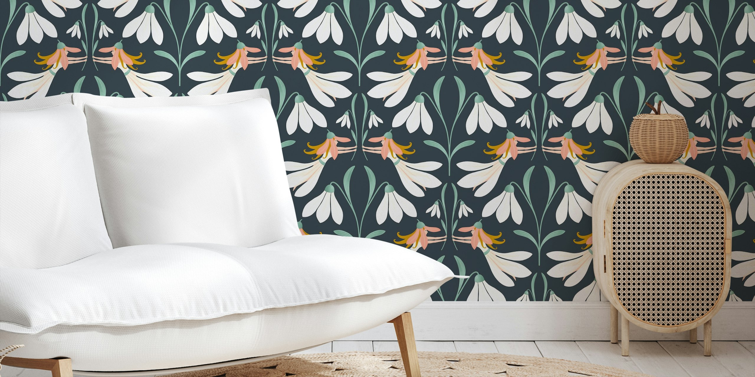 Fairies and Flowers wallpaper in a room