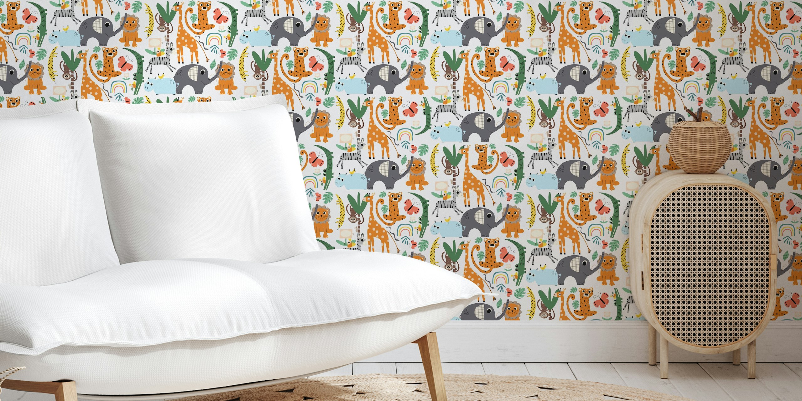 Kids Jungle Safari wallpaper design in a room