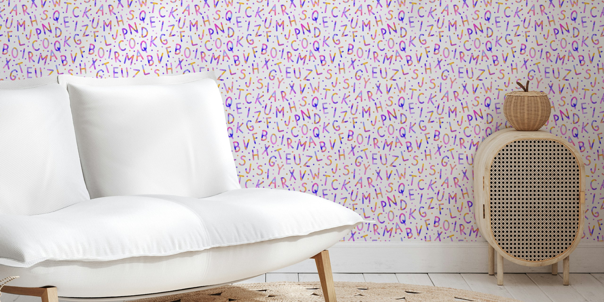 Colorful letters of the alphabet wall mural for children's room