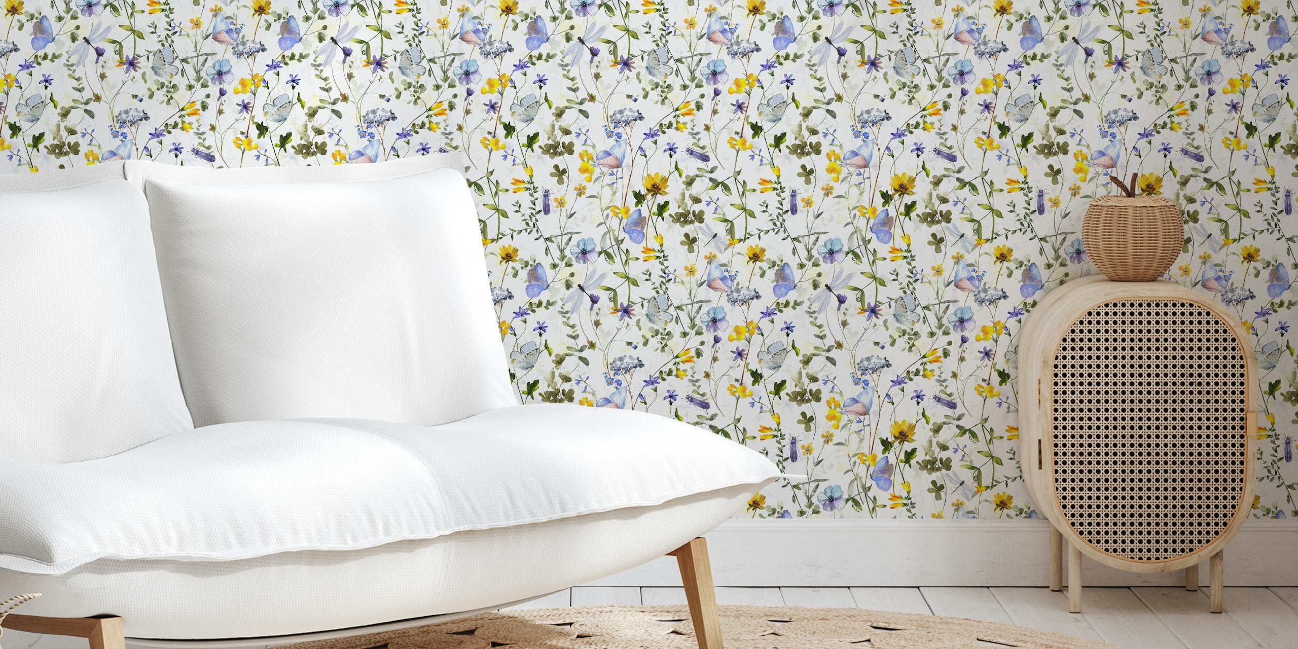 Butterfly Meadow Bliss wallpaper in a room
