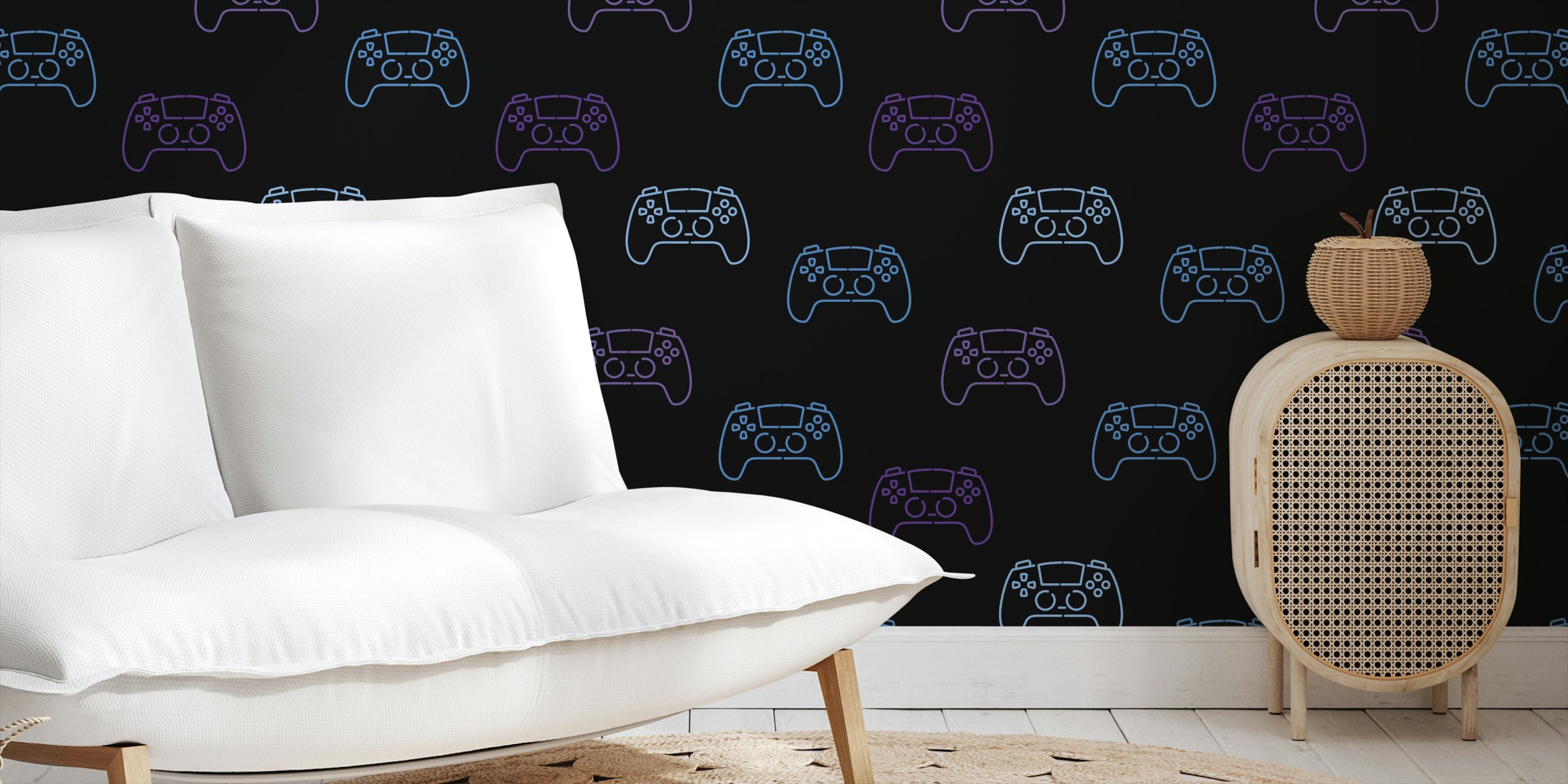 papel pintado Eat Sleep Game Repeat en una habitación