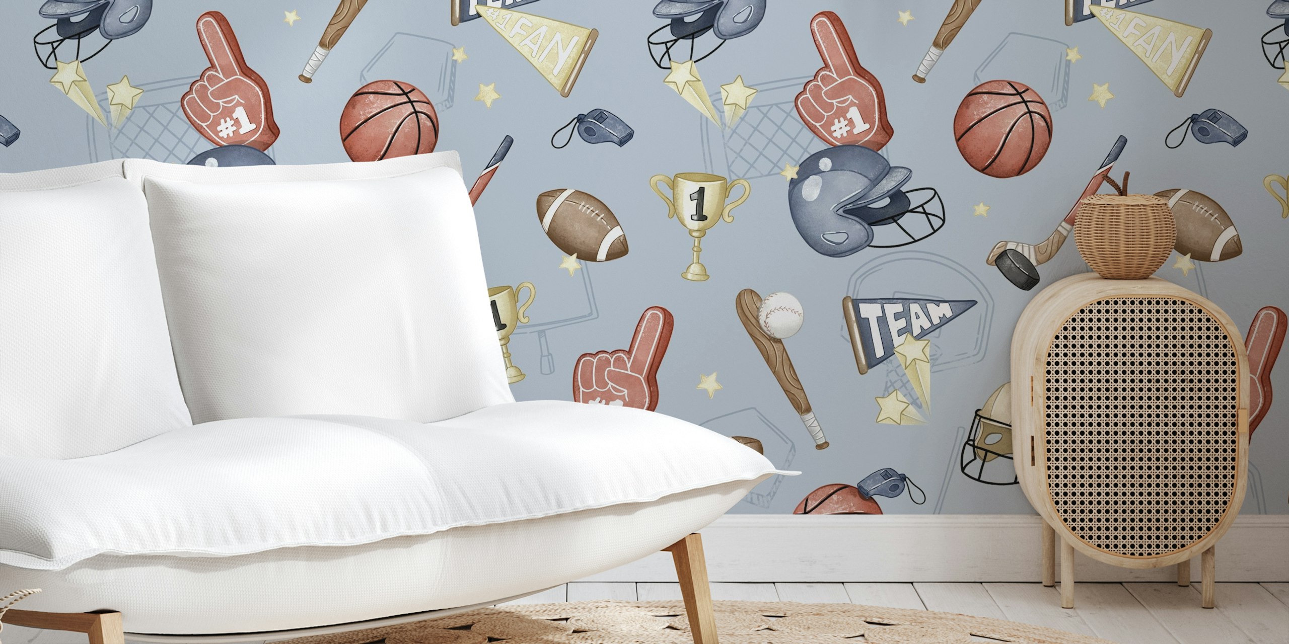 Projekt tapety American Sports w pokoju