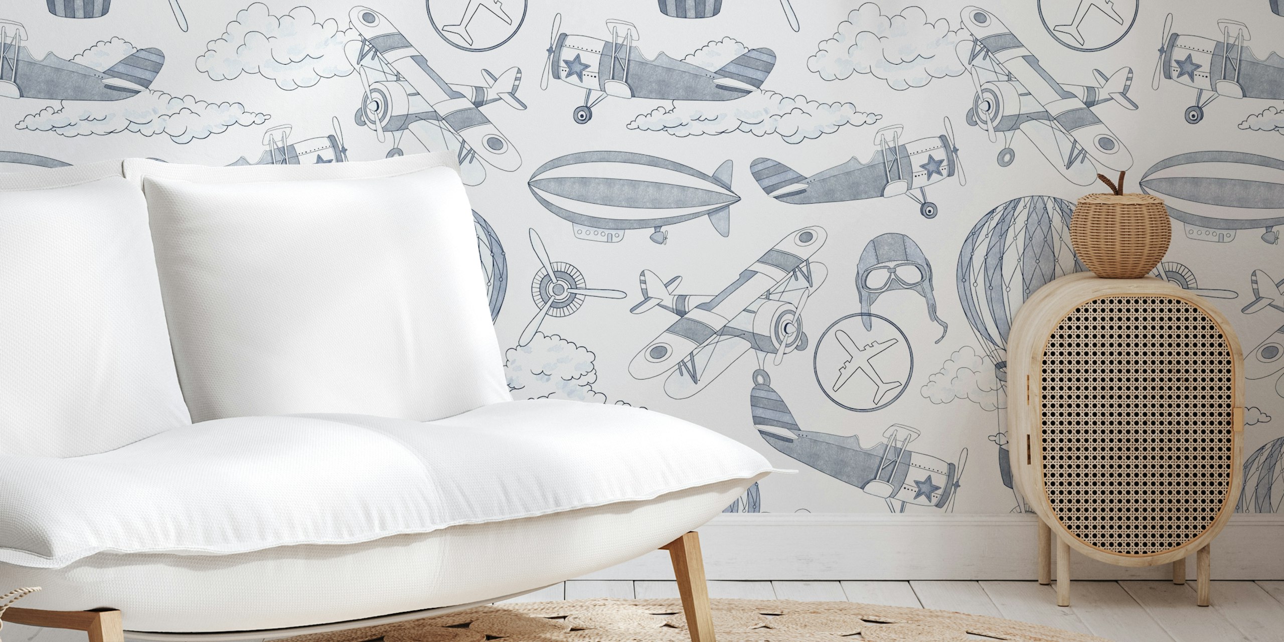 Vintage Plane wallpaper in a room