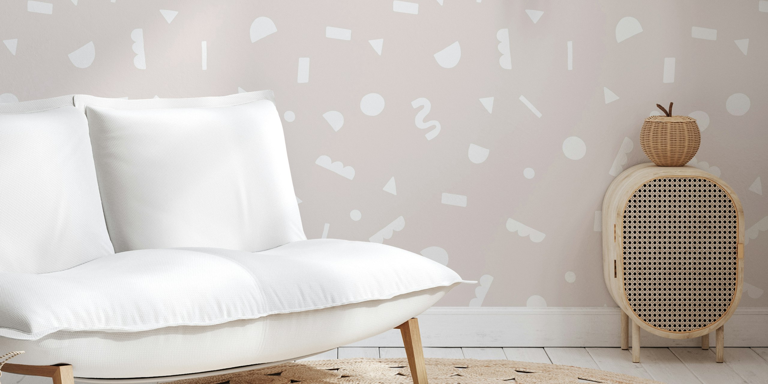 Soft Beige Shapes wallpaper in a room