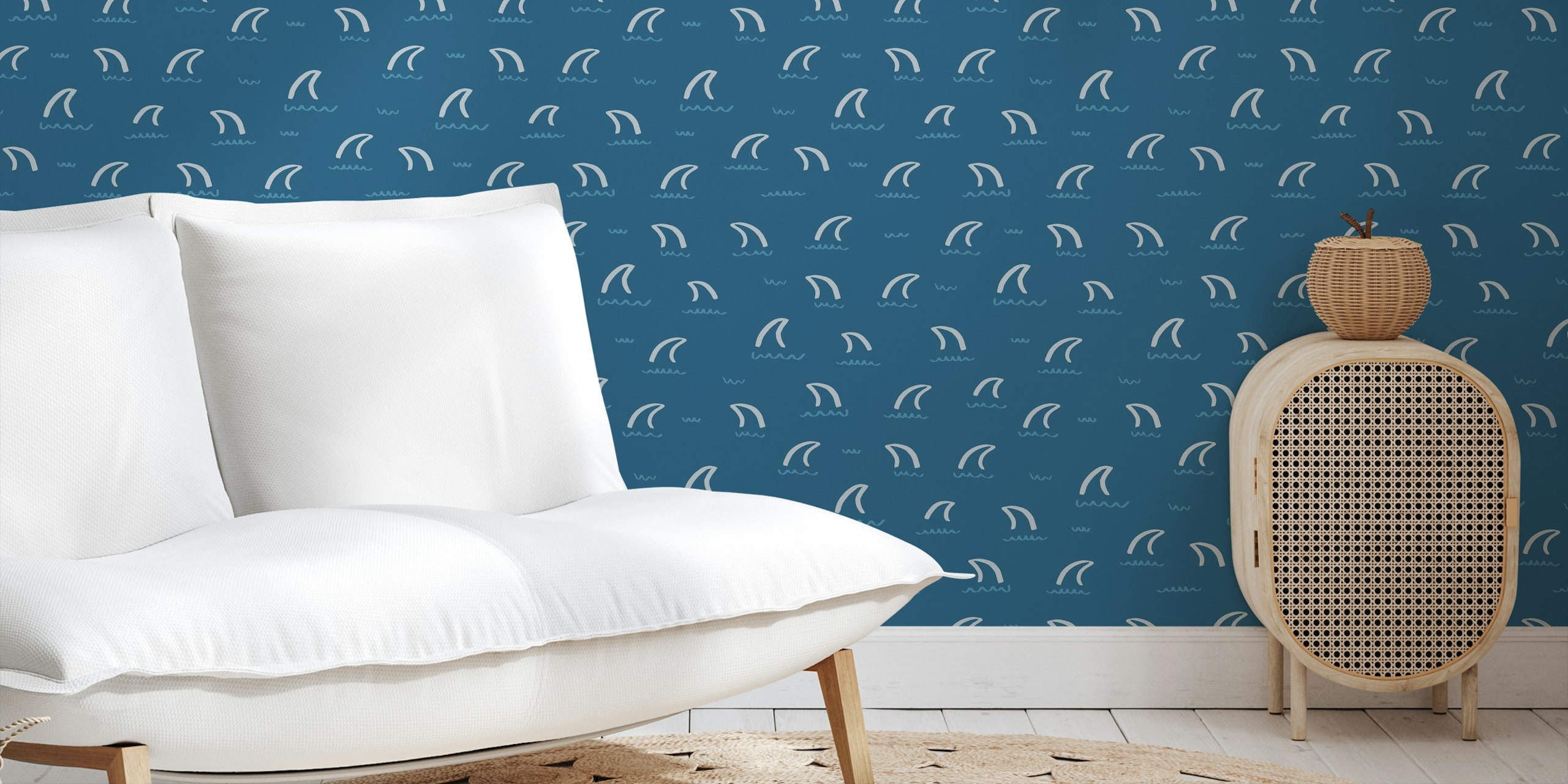 Shark Fins tapetti huoneessa