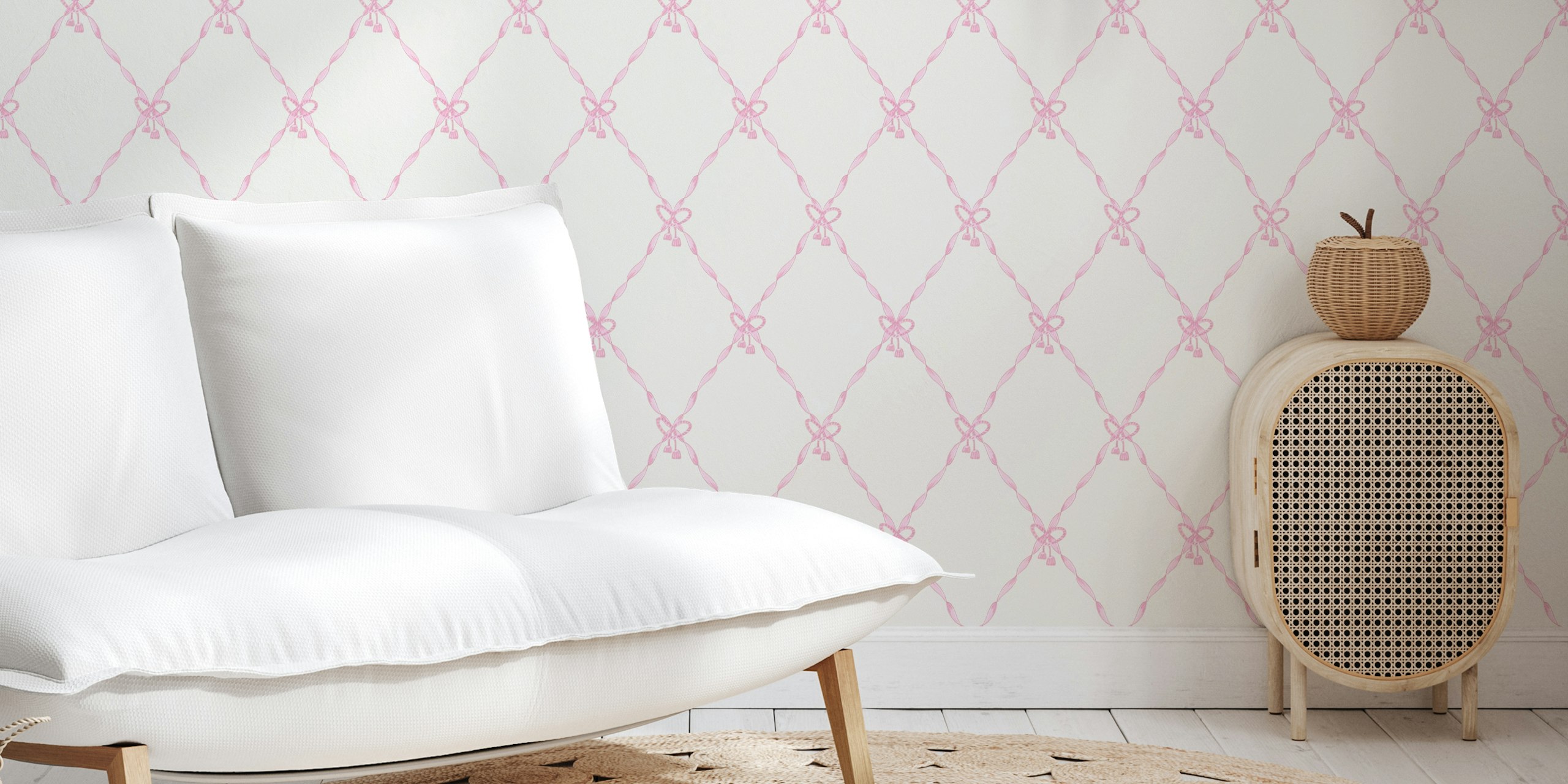 Romantic Argyle Ribbons and Bows tapetti huoneessa