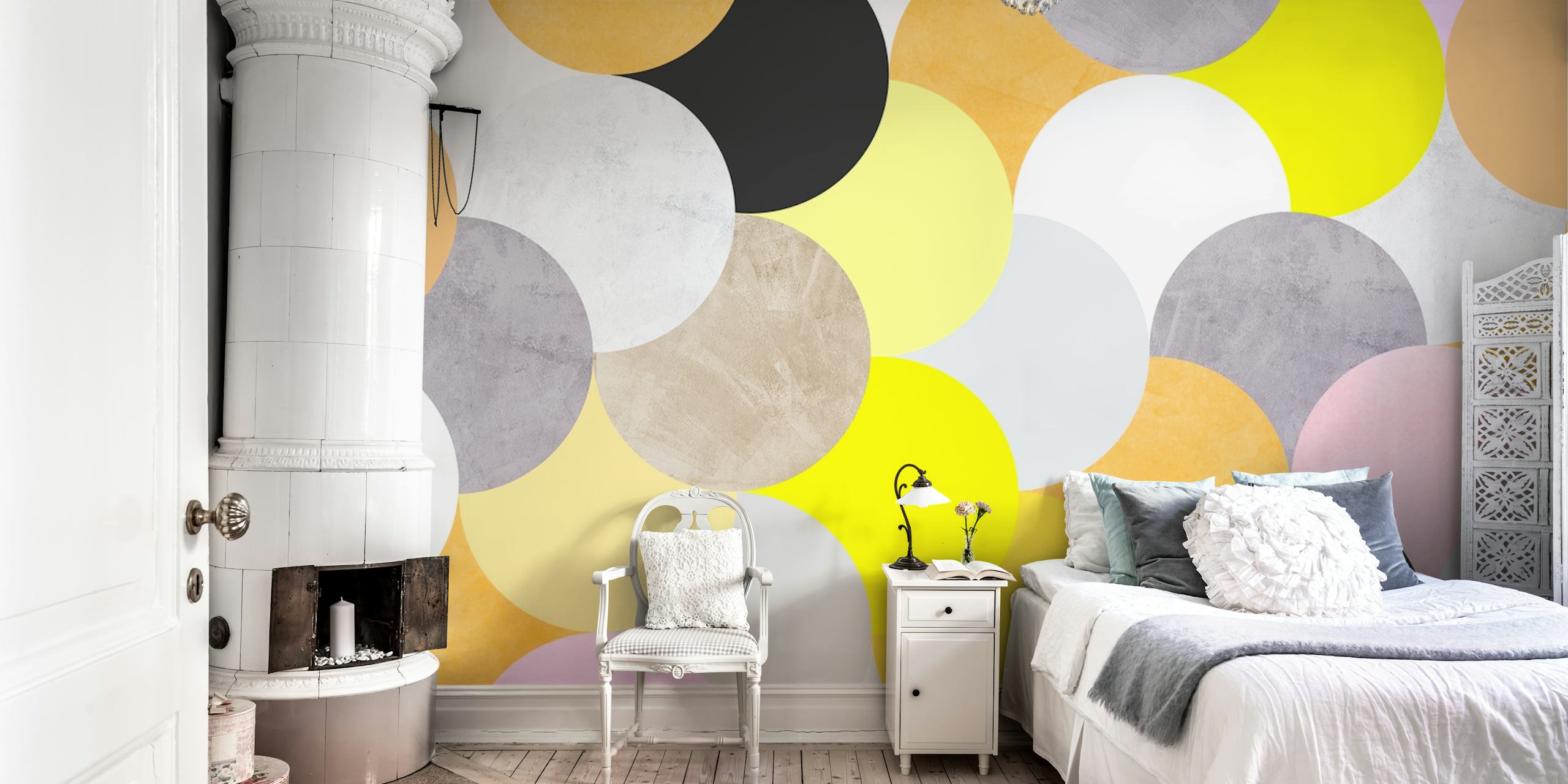 Värikäs Circle Art design wallpaper huoneessa