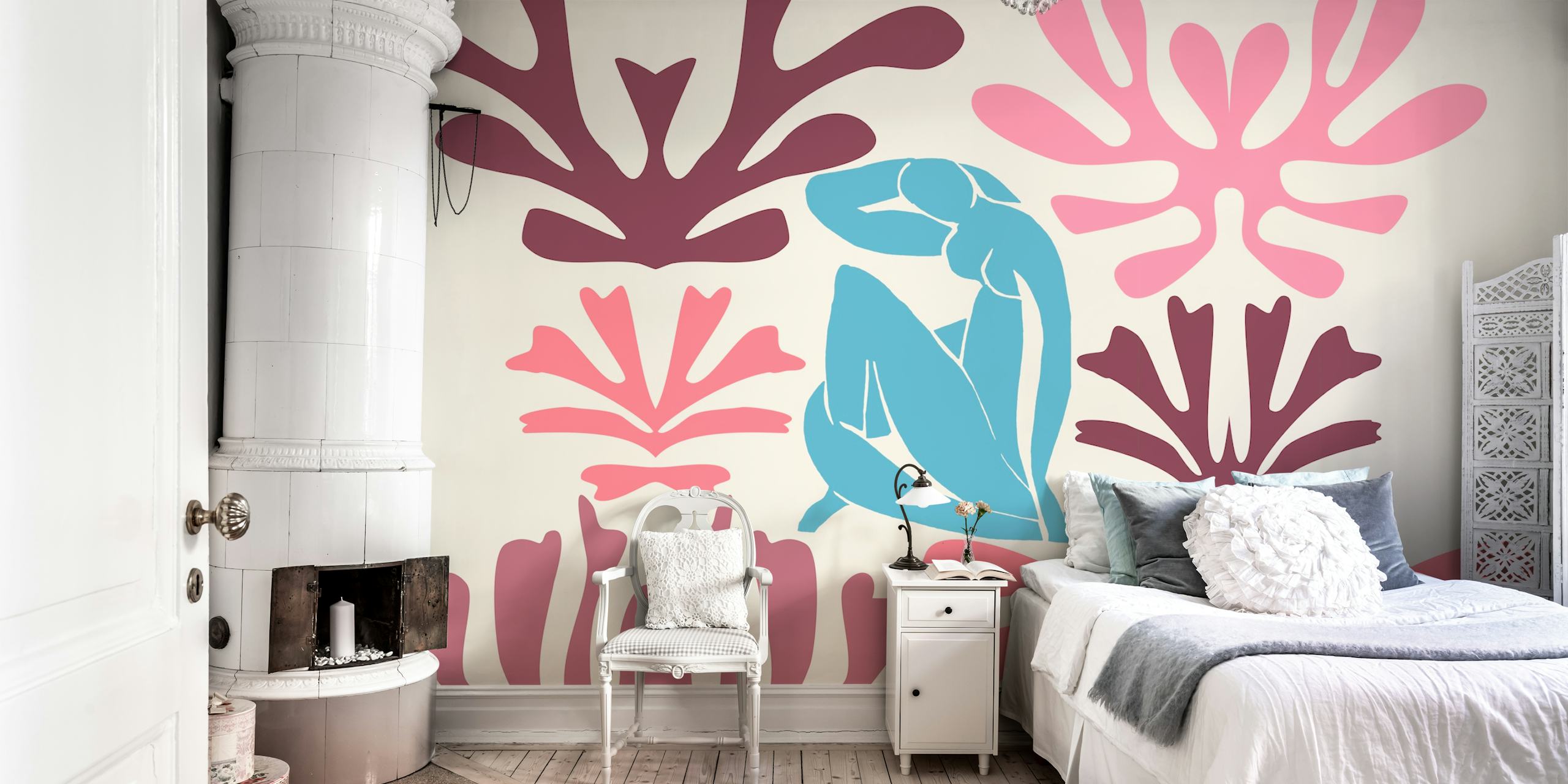 Matisse inspired wallpaper in a room
