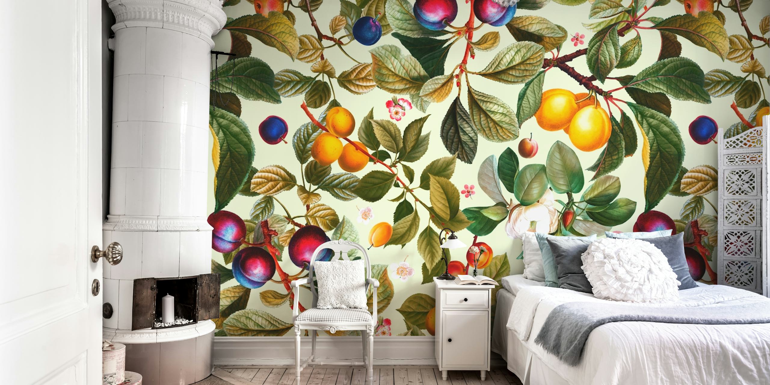 Ταπετσαρία Vintage Fruit Pattern XXI σε ένα δωμάτιο