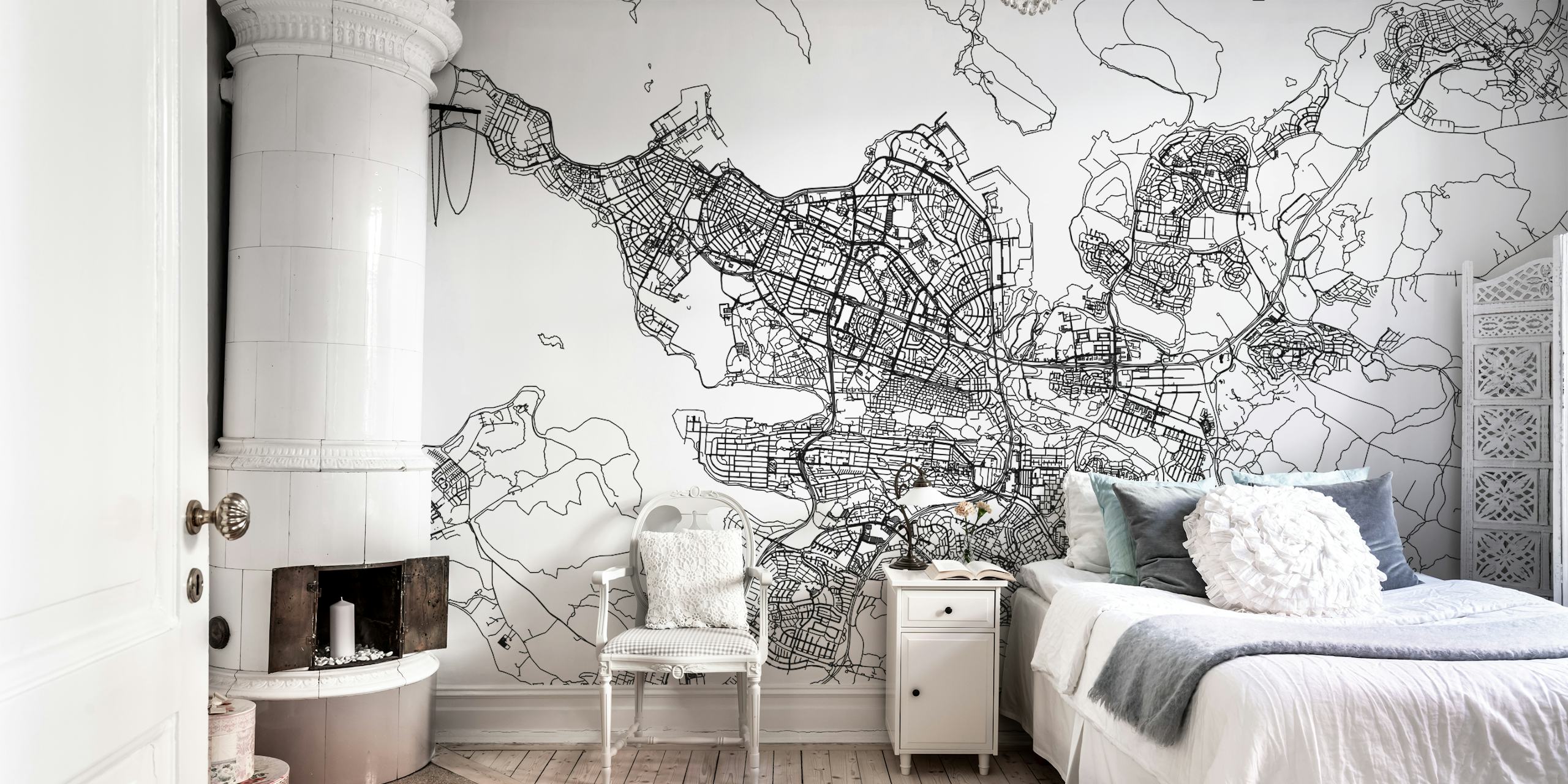 carta da parati Reykjavik Map in un ambiente