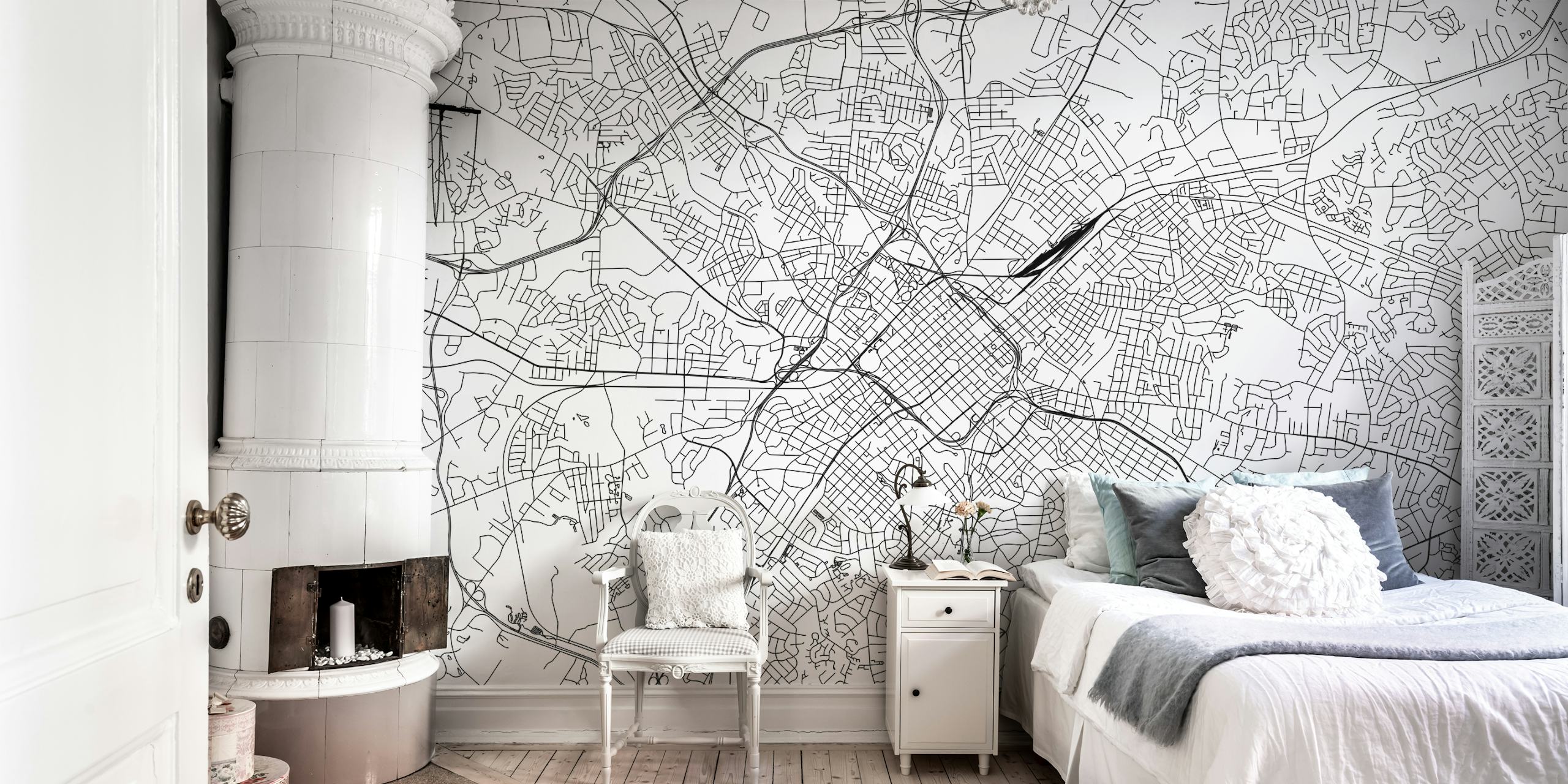 Detaljan pregled tapete Charlotte Map od Happywall