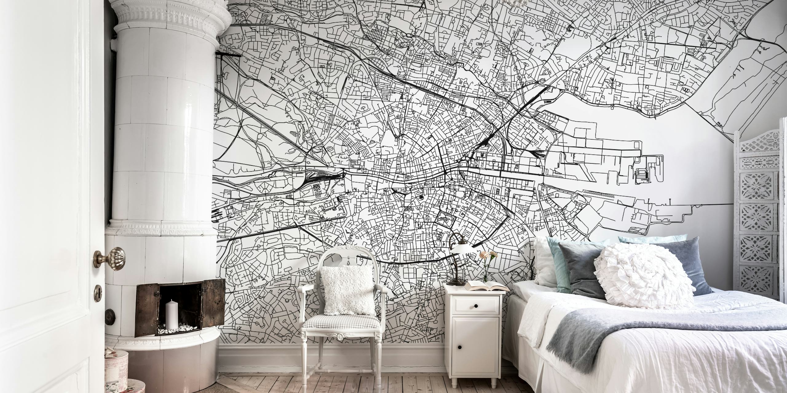 Detailed Dublin City Map Wall Mural