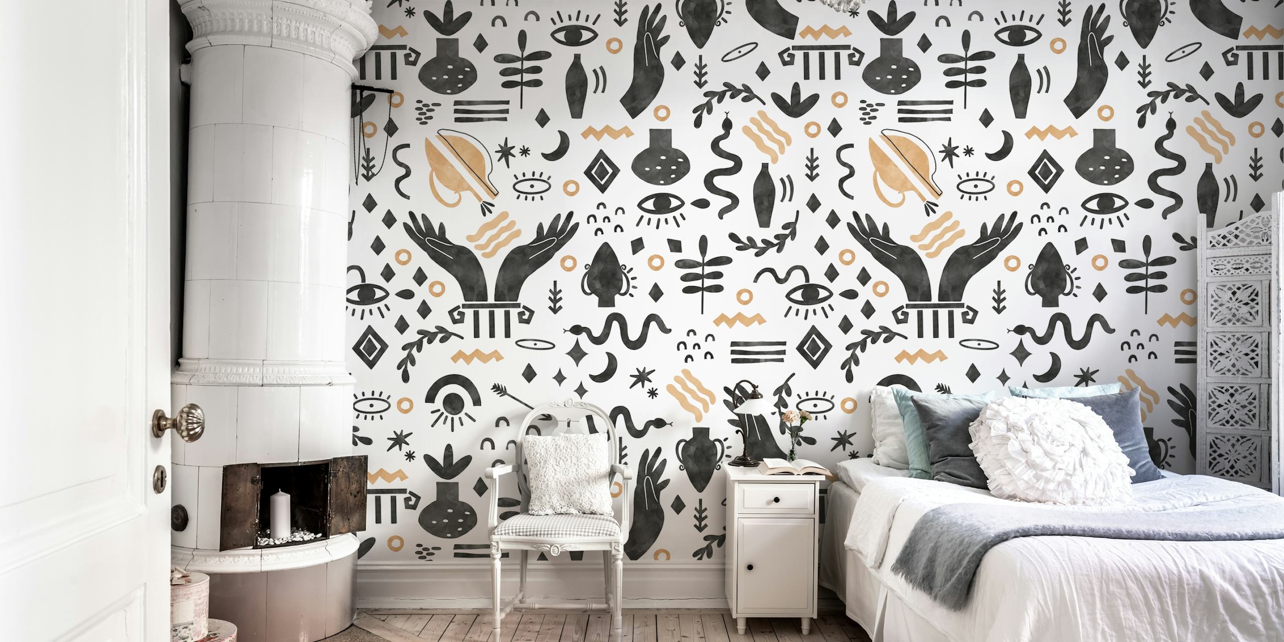 Abstract mystical silhouettes tapetdesign