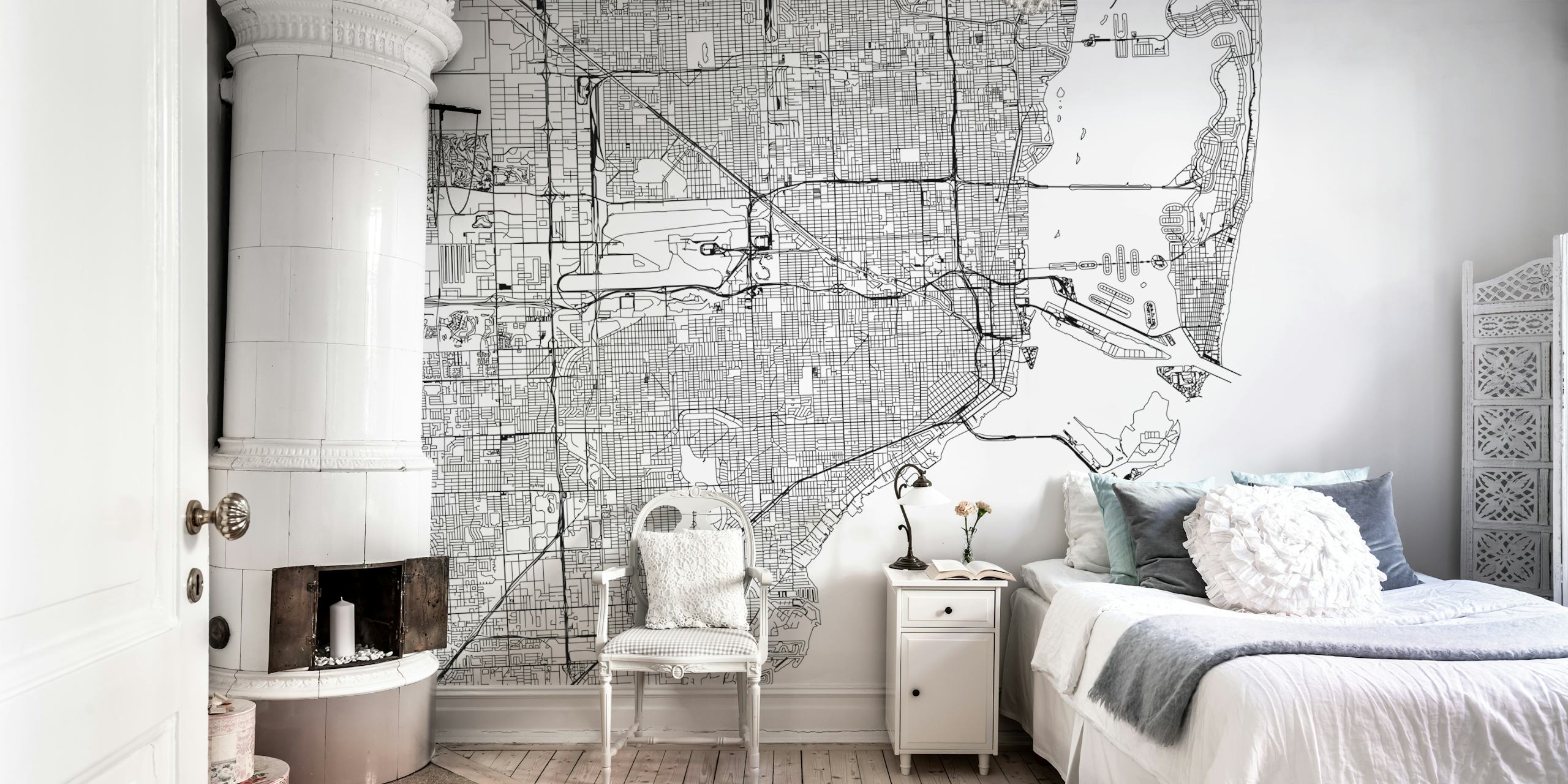 Detaljerad mural tapet av Miami Map