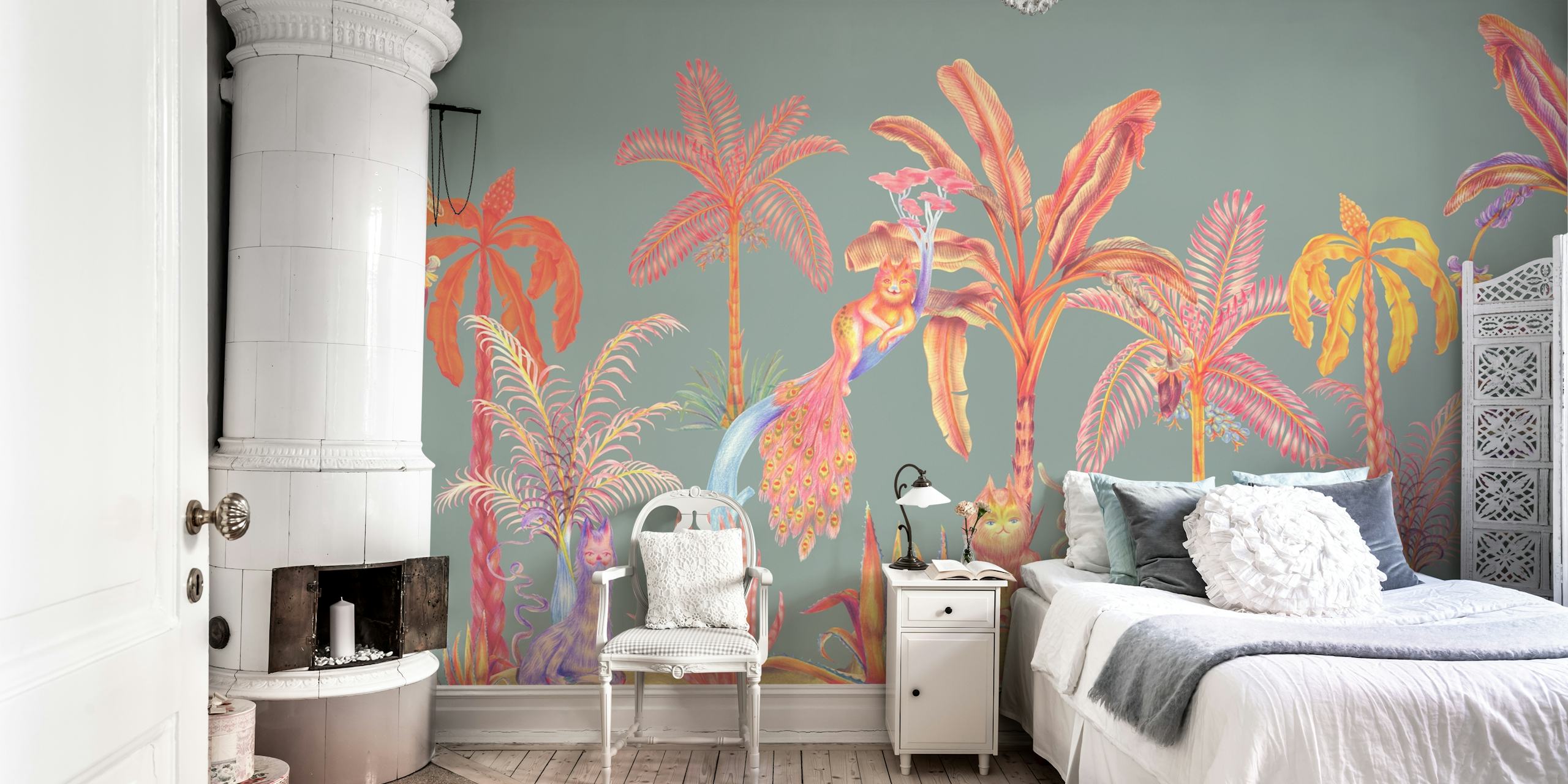 Whimsical Forest Creatures Tapete in einem Raum