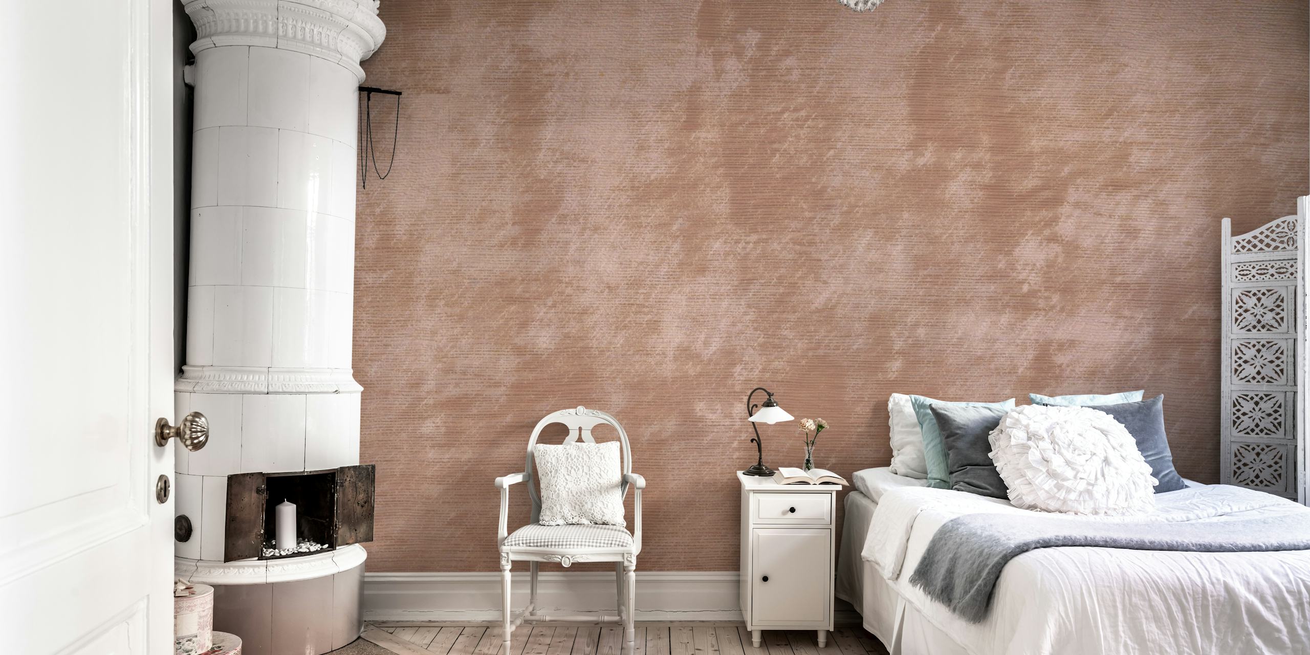 Muted pink textured wallpaper with soft brush strokes
