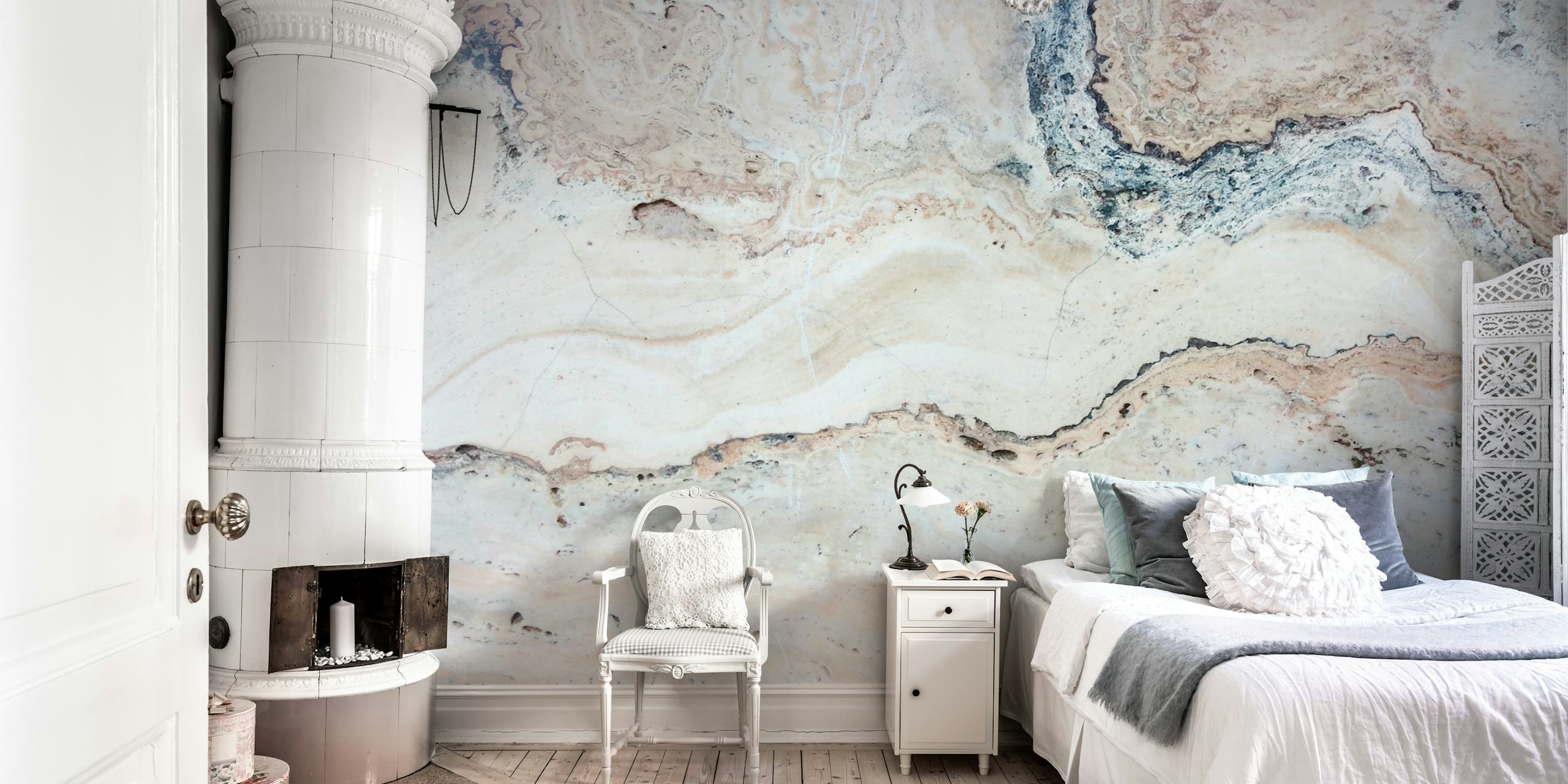 Abstract Marble Dunes wallpaper in a room