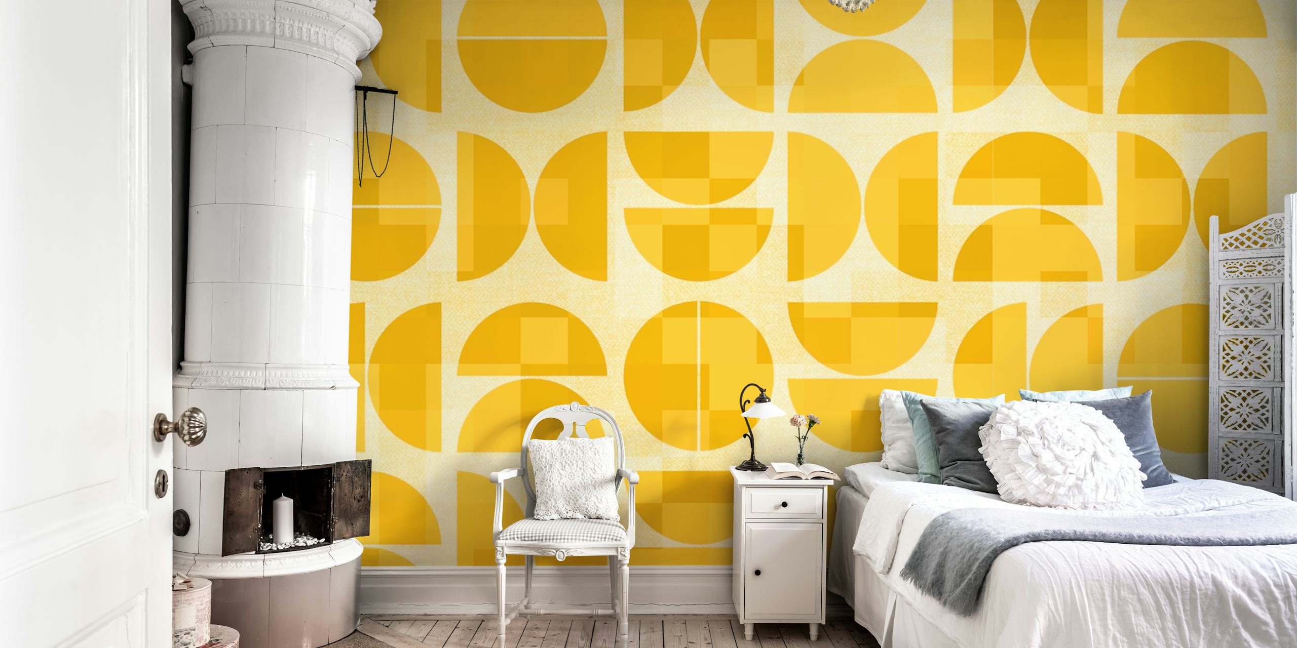 Tapeta Yellow Art Deco Bauhaus v místnosti