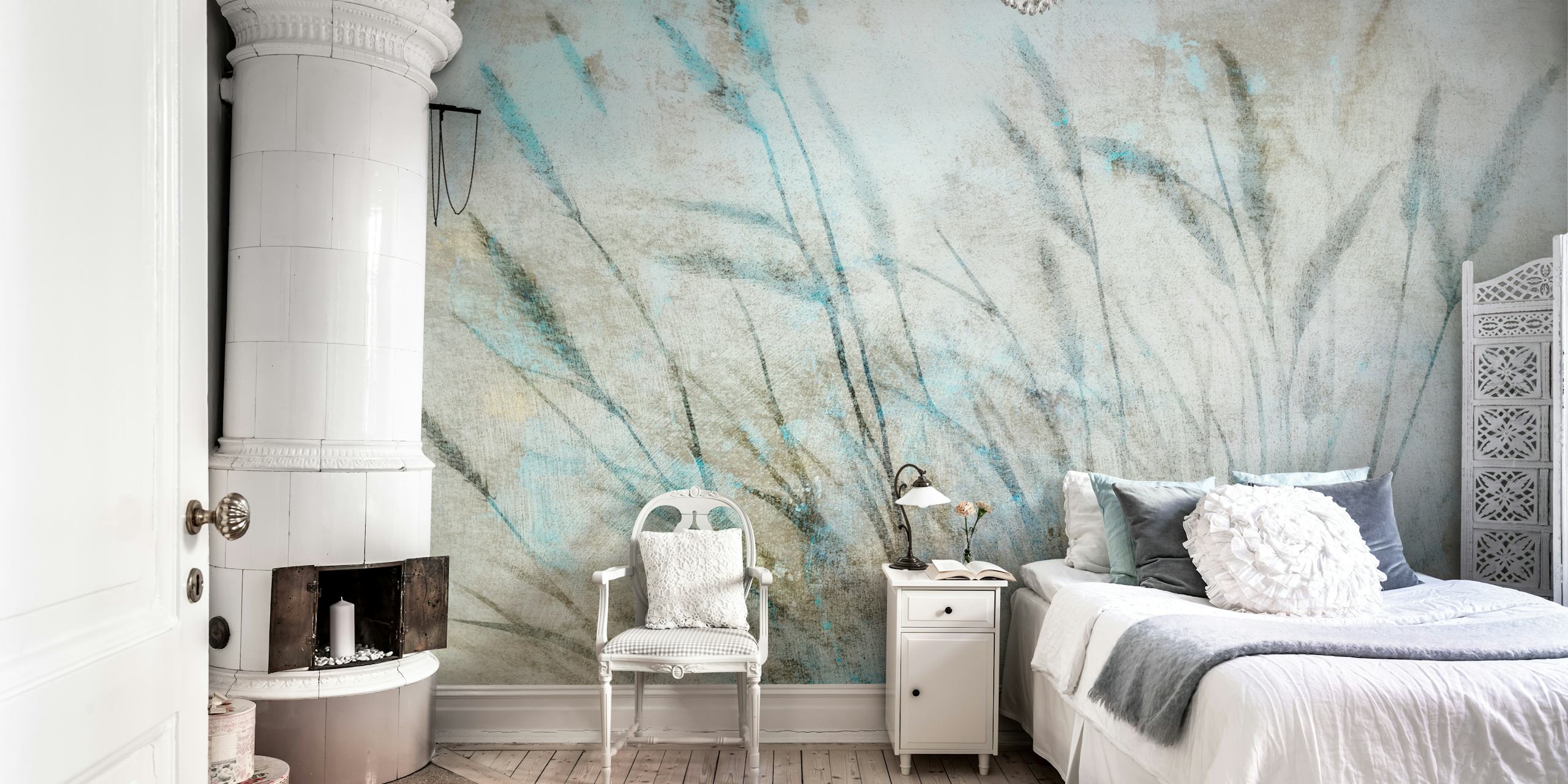 Carta da parati Soft Grasses Decor in una stanza