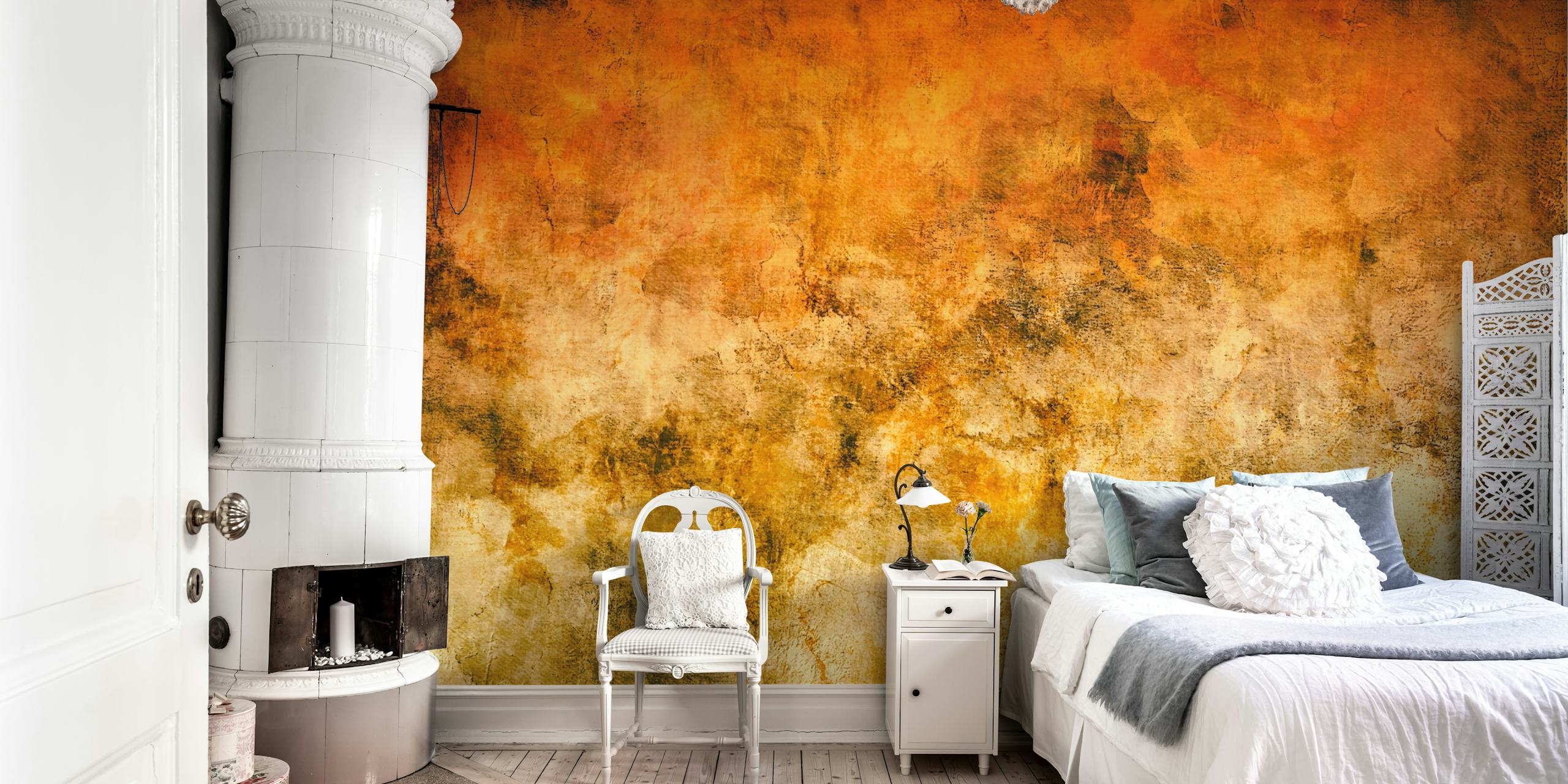 Abstract pattern in warm copper and beige tones wallpaper