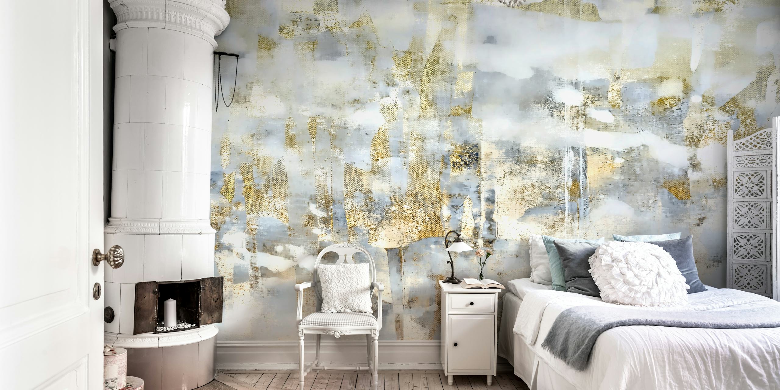 Elegant Gold Splash tapet i ett rum
