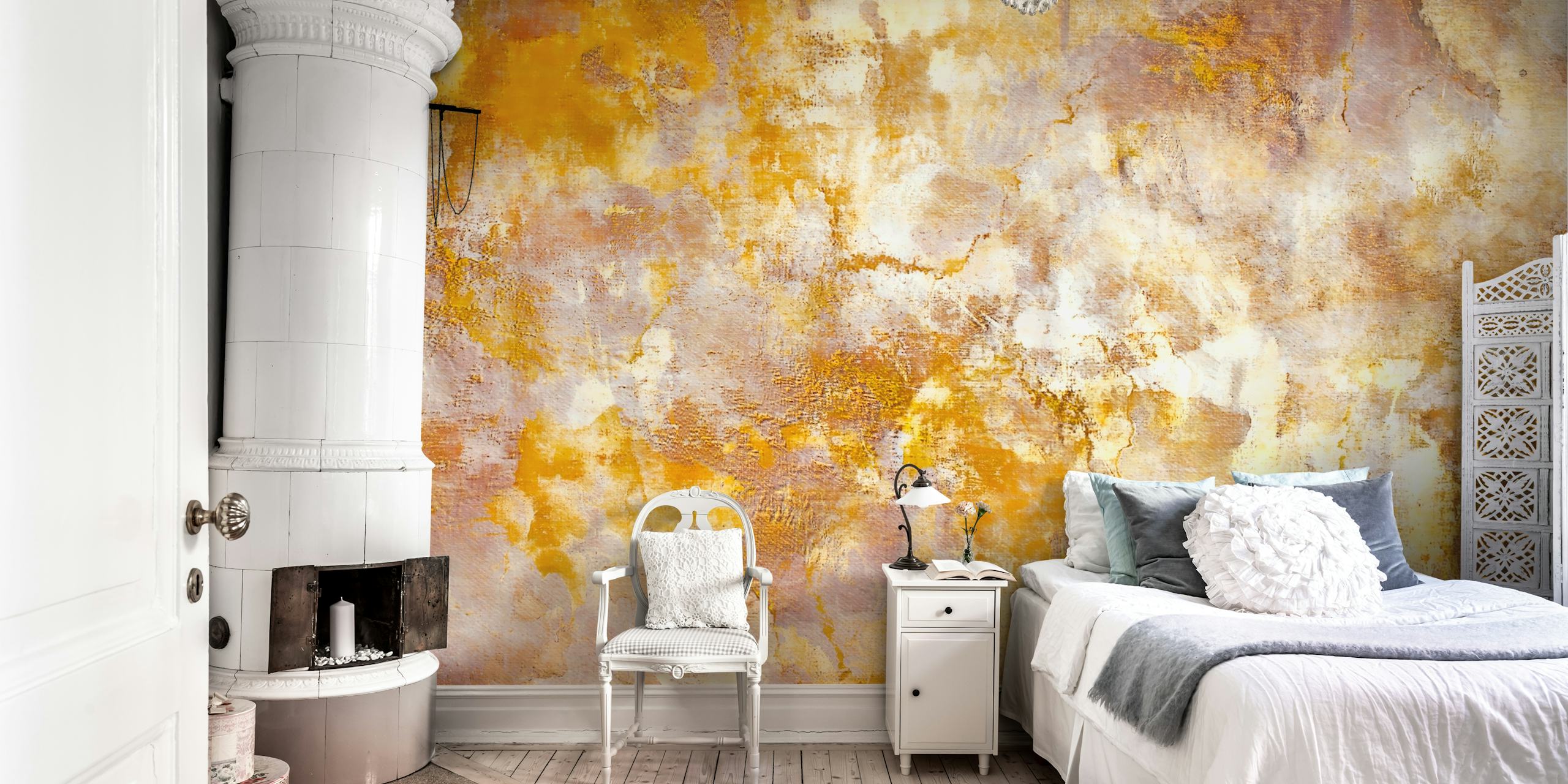 Luxurious gold textures tapet i et rom