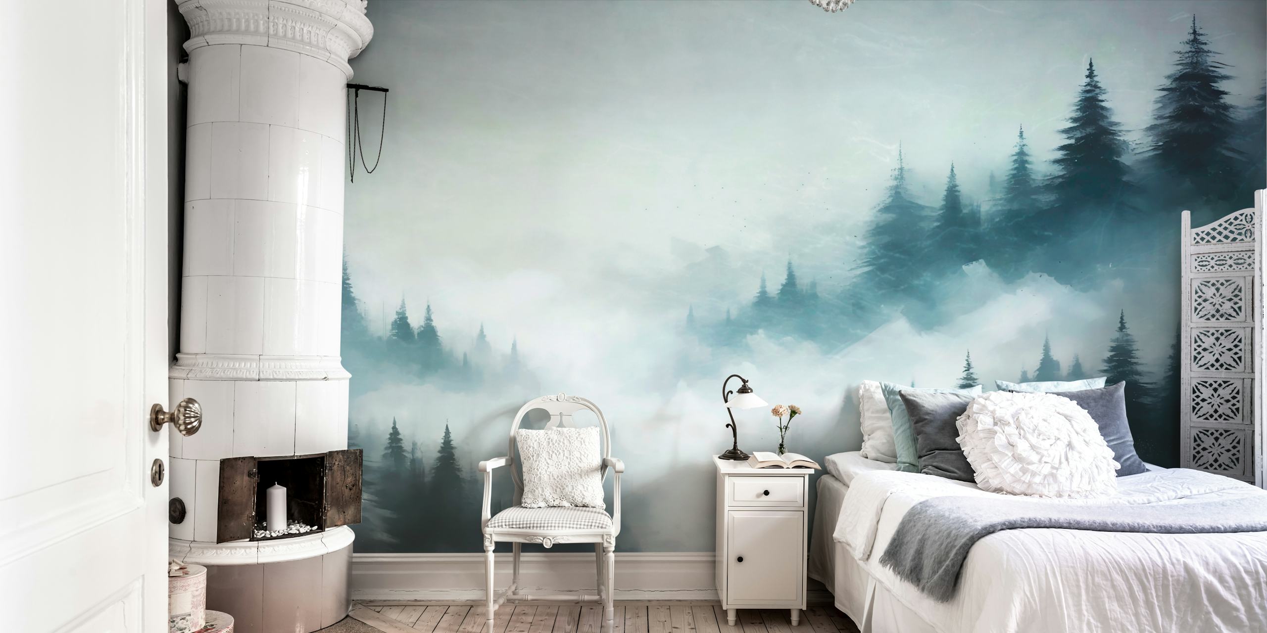 Mystical Pines Landscape tapet i et rum