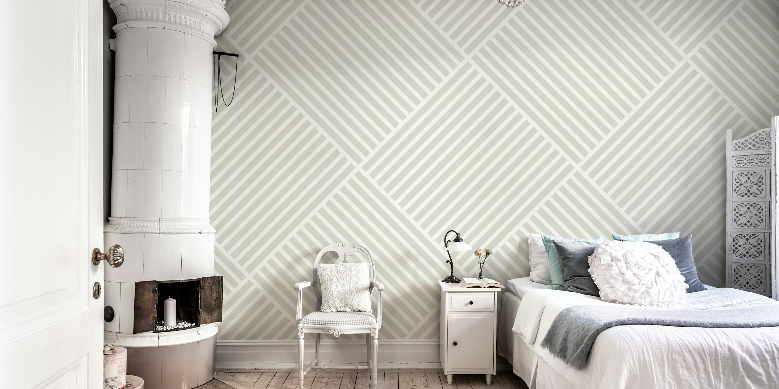 Papier peint Japandi Natural Stripes dans une pièce