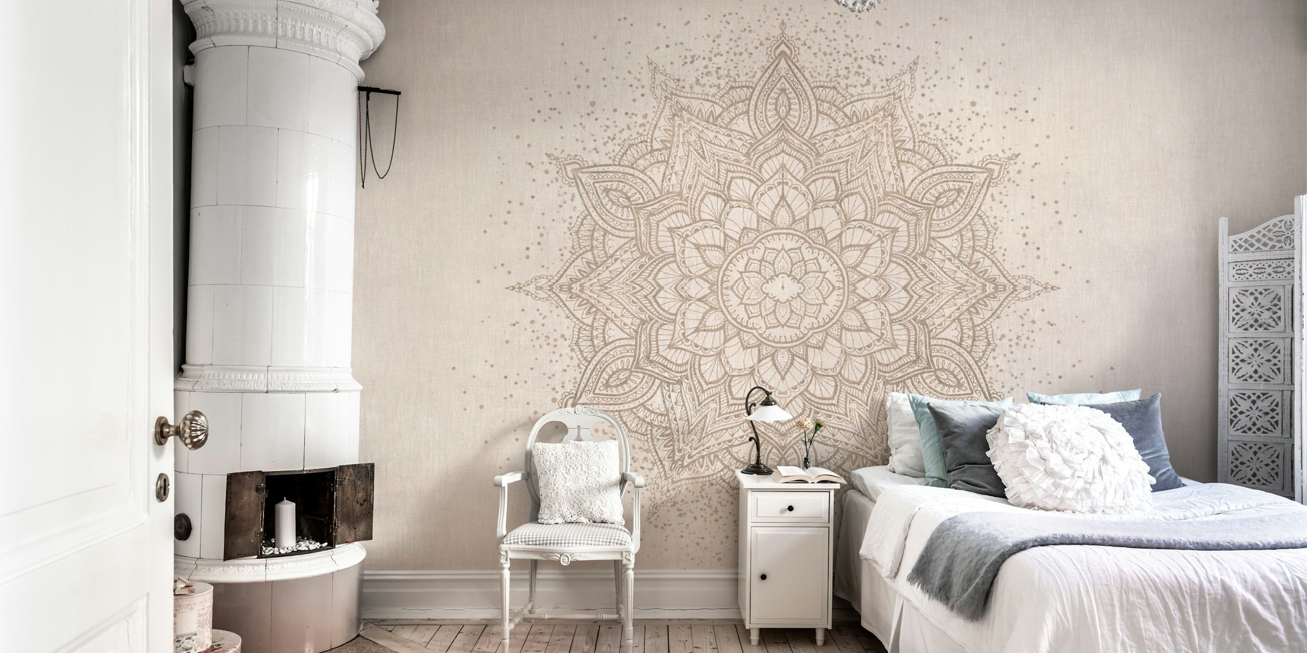 Boho mandala tapet i et rommiljø