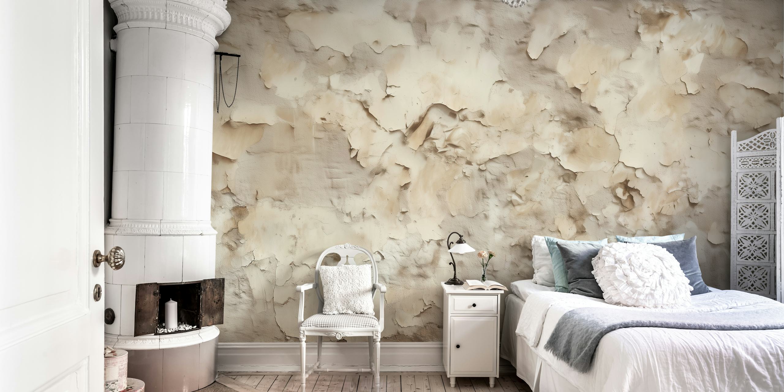 Vintage stucco wall wallpaper in a room