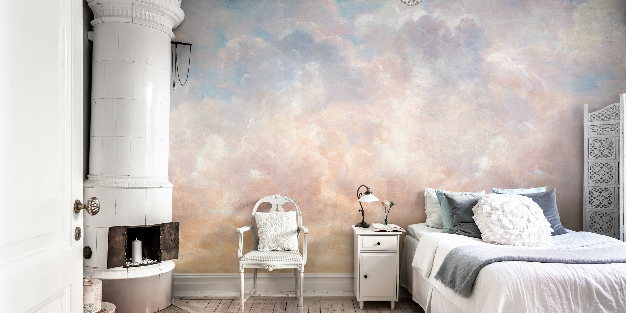 Tapeta Blush lavender sunset clouds w pokoju