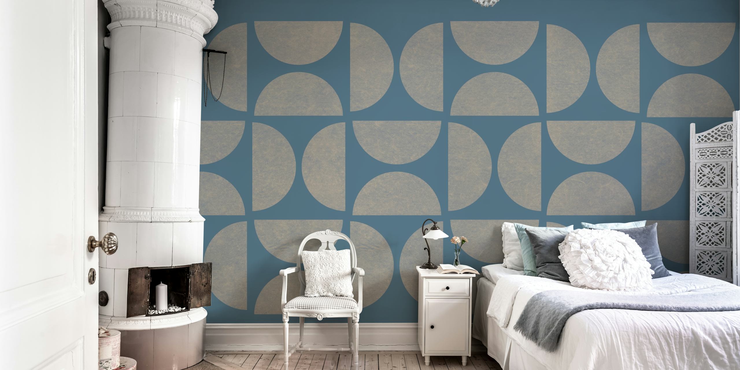 Bauhaus Paper Cutouts behang in een kamer