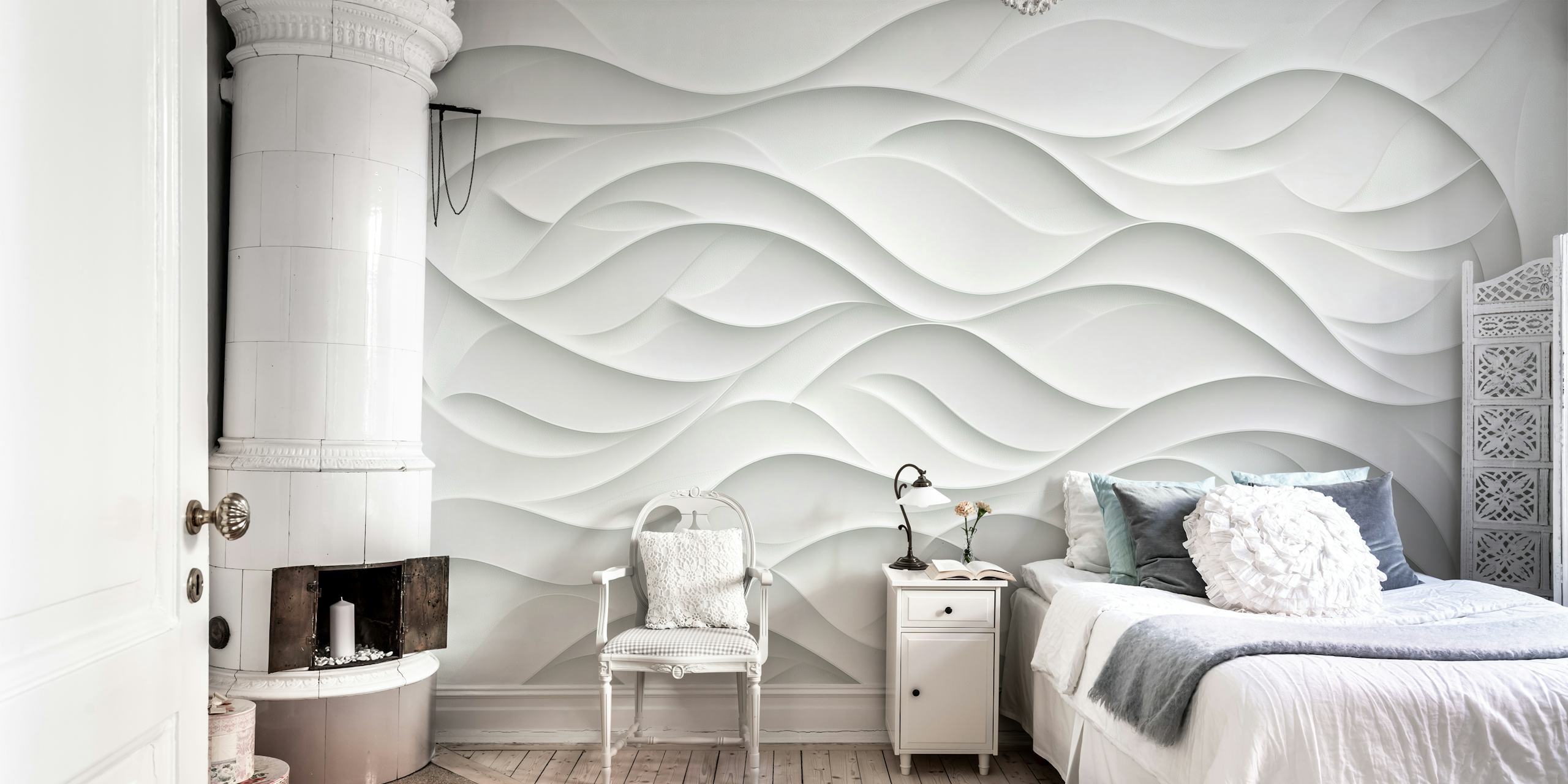 Design de papier peint Elegant White Waves