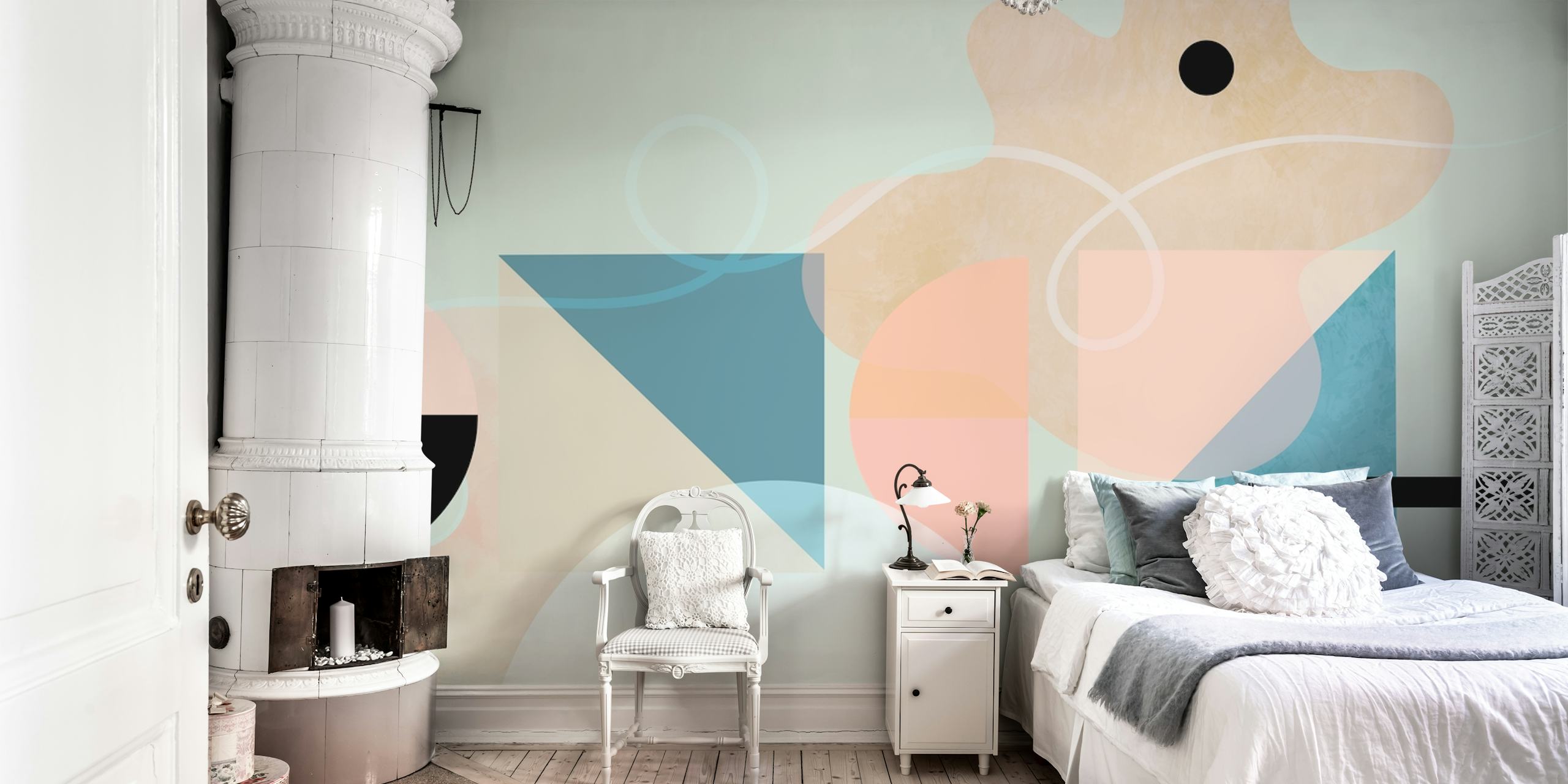 Pastel minimalistic geometric shapes wall mural