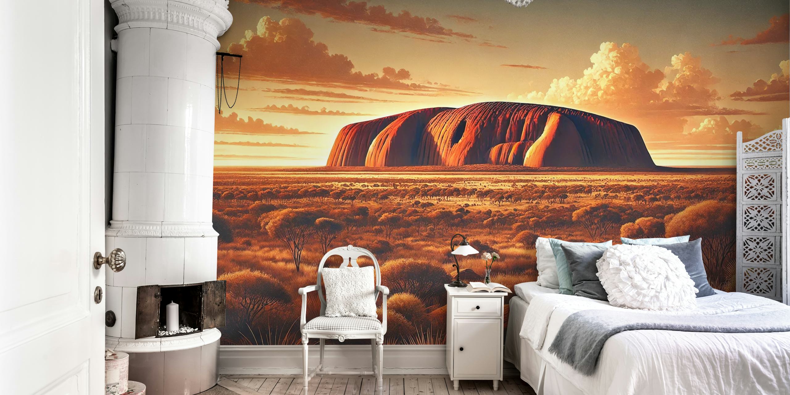 Vintage Uluru ταπετσαρία τοπίου σε δωμάτιο