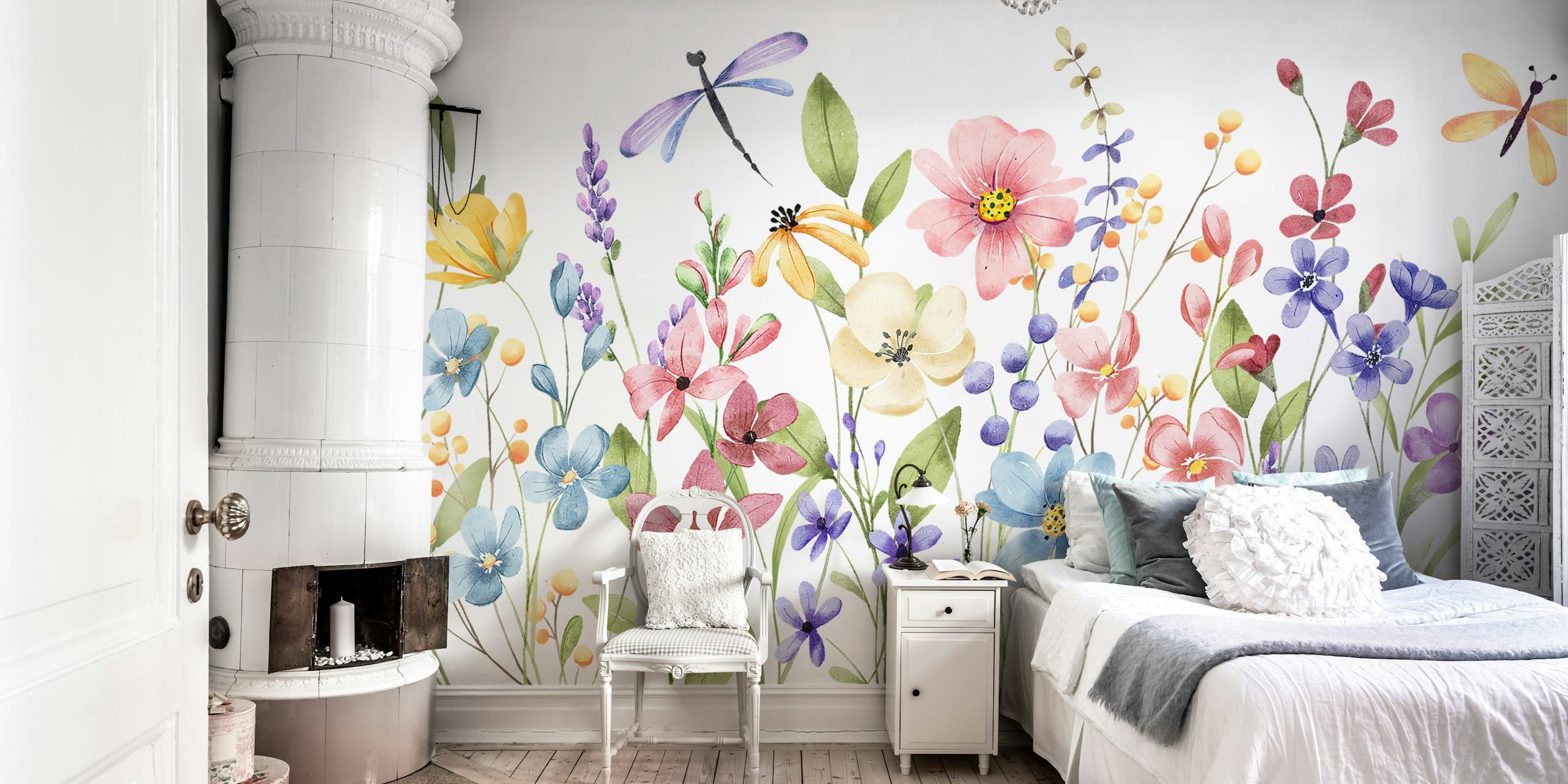 Vibrant Flower Blossoms ταπετσαρία σε ένα δωμάτιο