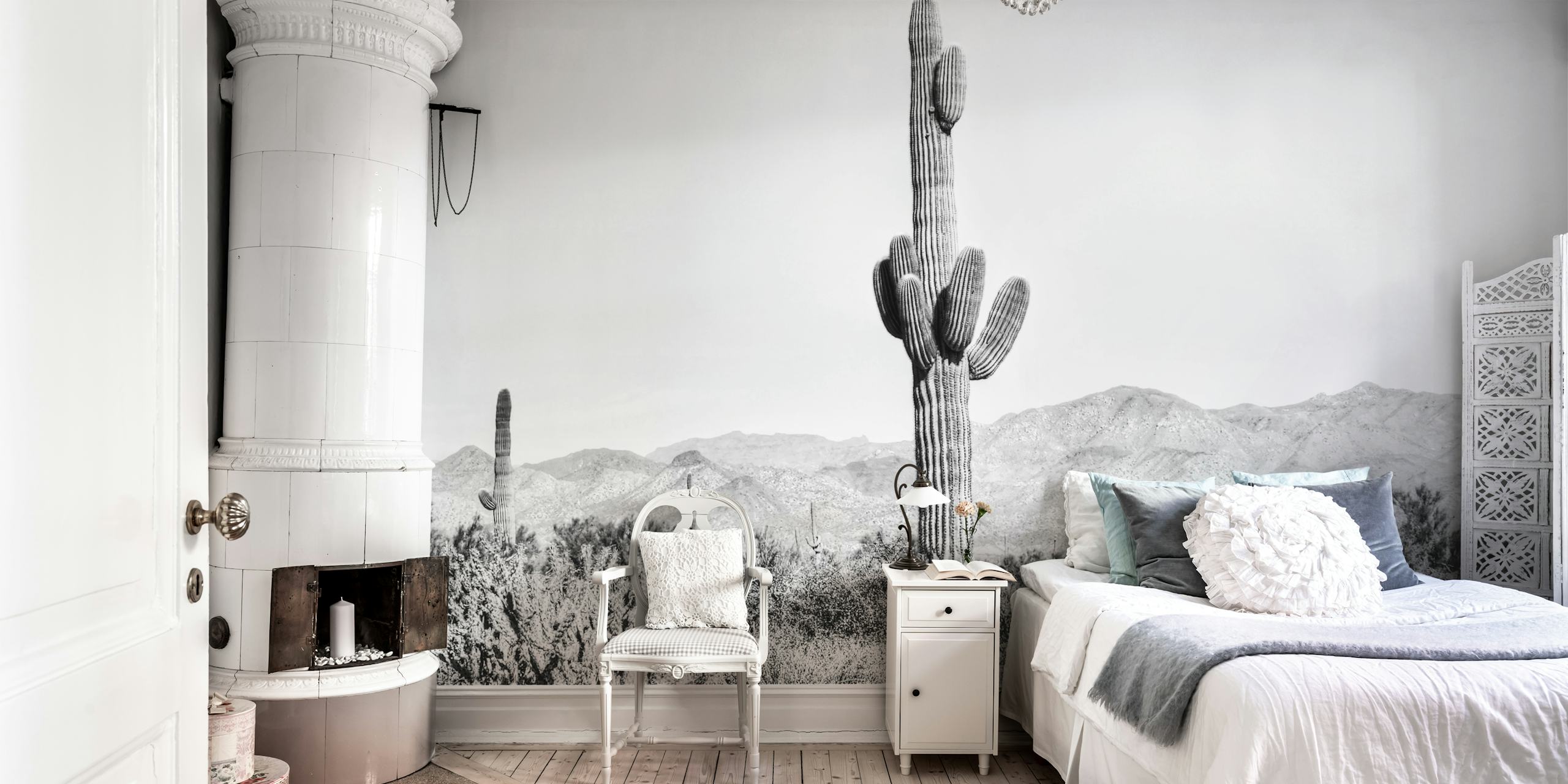 Vintage Cactus wallpaper displayed in a room