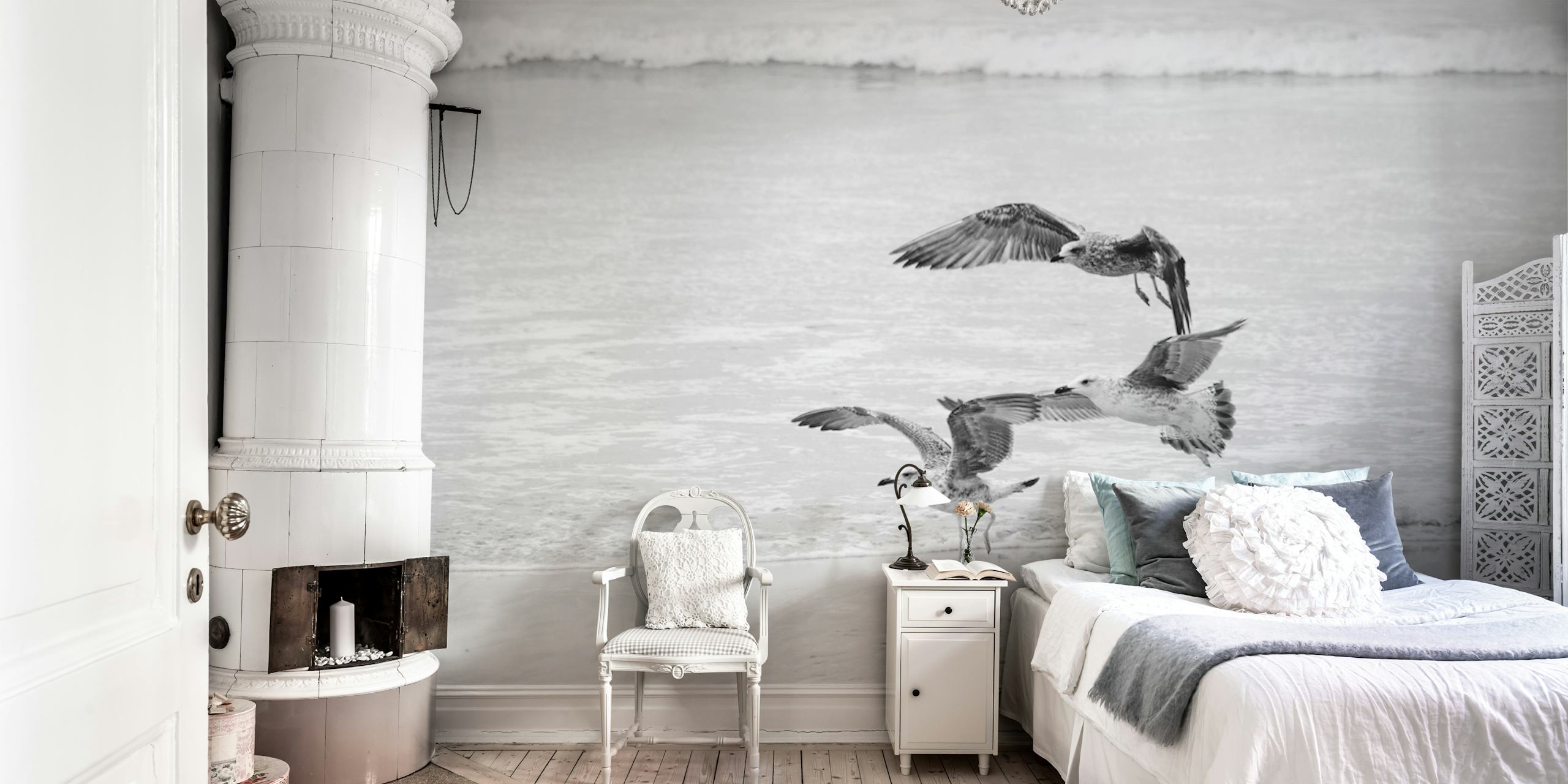 Beach Ocean Gulls tapet i et rom
