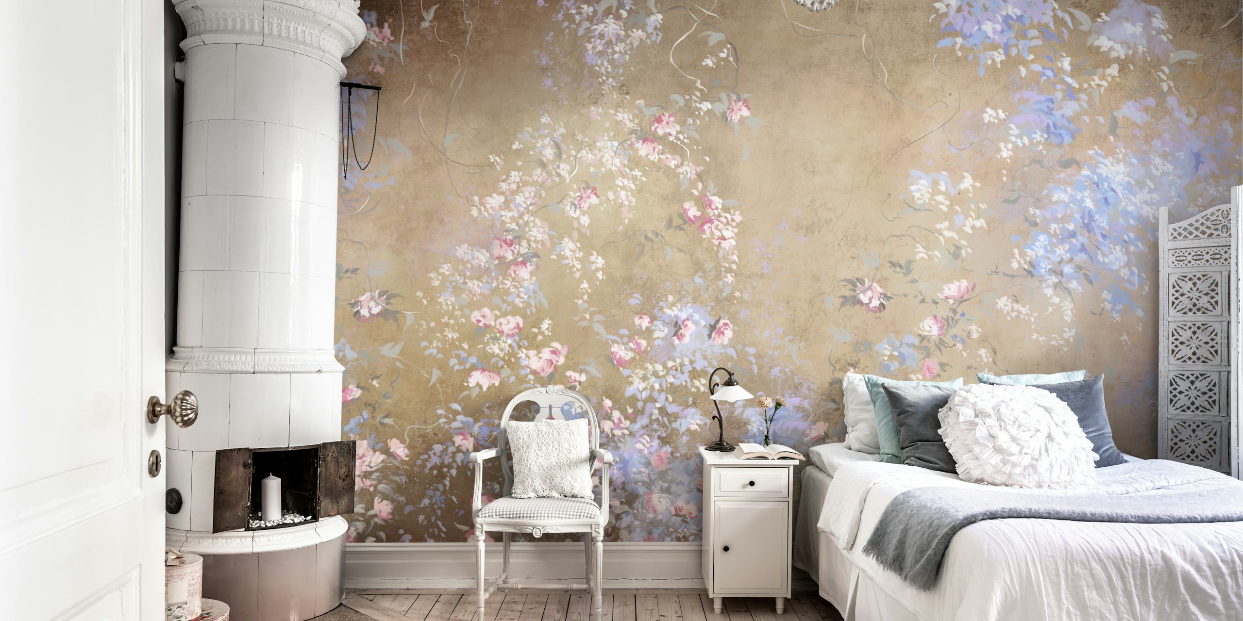 Romantic garden 6 papel de parede em um quarto