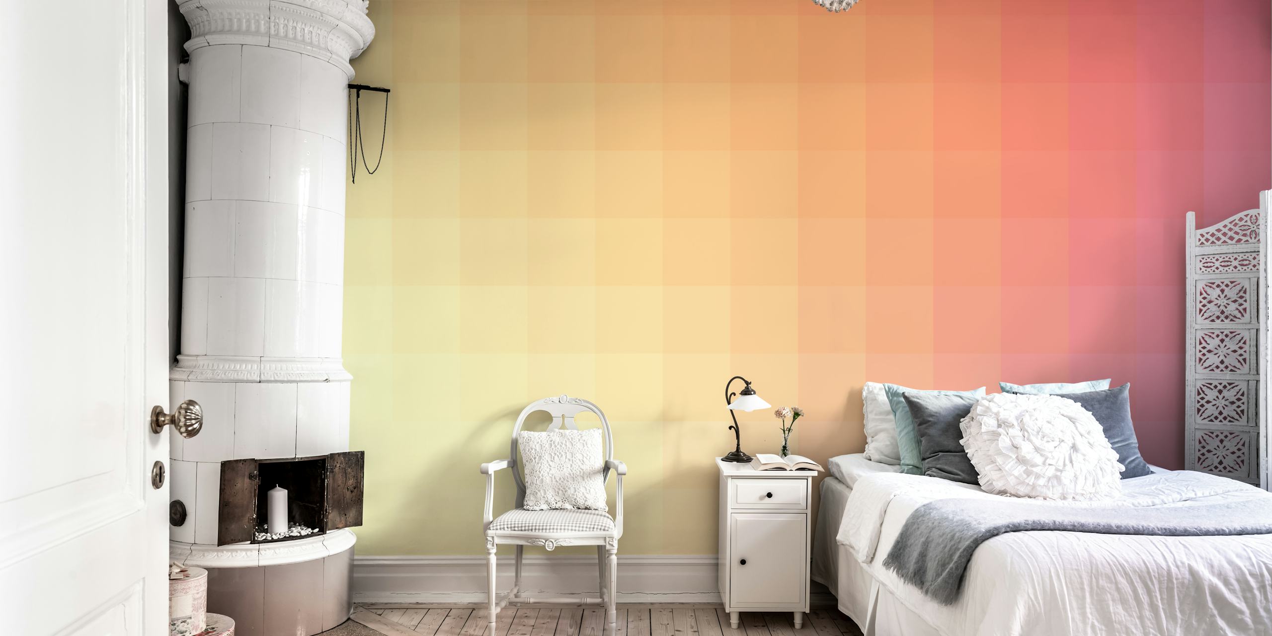 Pink and orange gradient wallpaper, smooth color transition, modern design wall mural