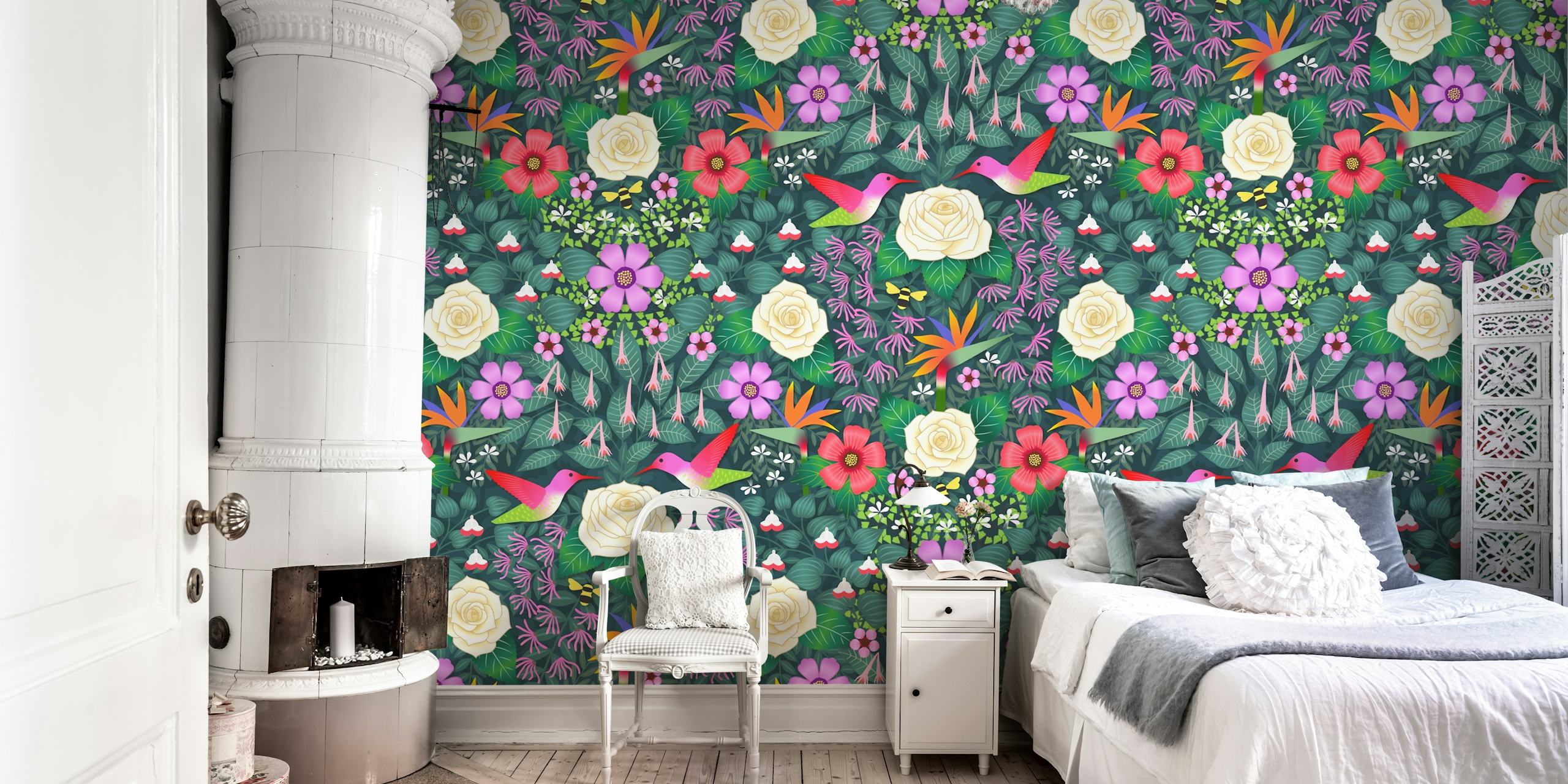 Σχεδίαση ταπετσαρίας Santiago Garden Humming Birds.