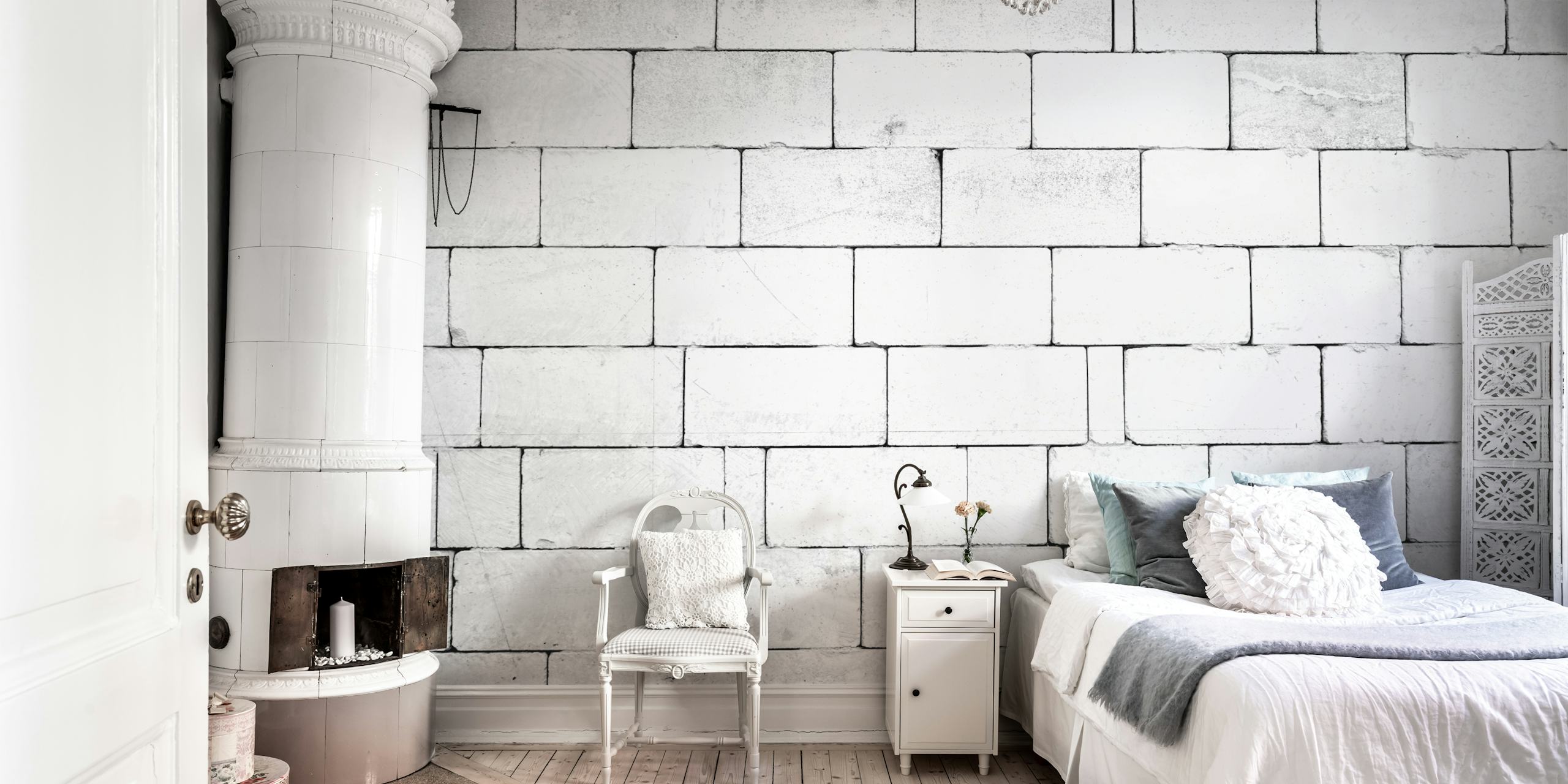 Black and white brick wall texture wallpaper