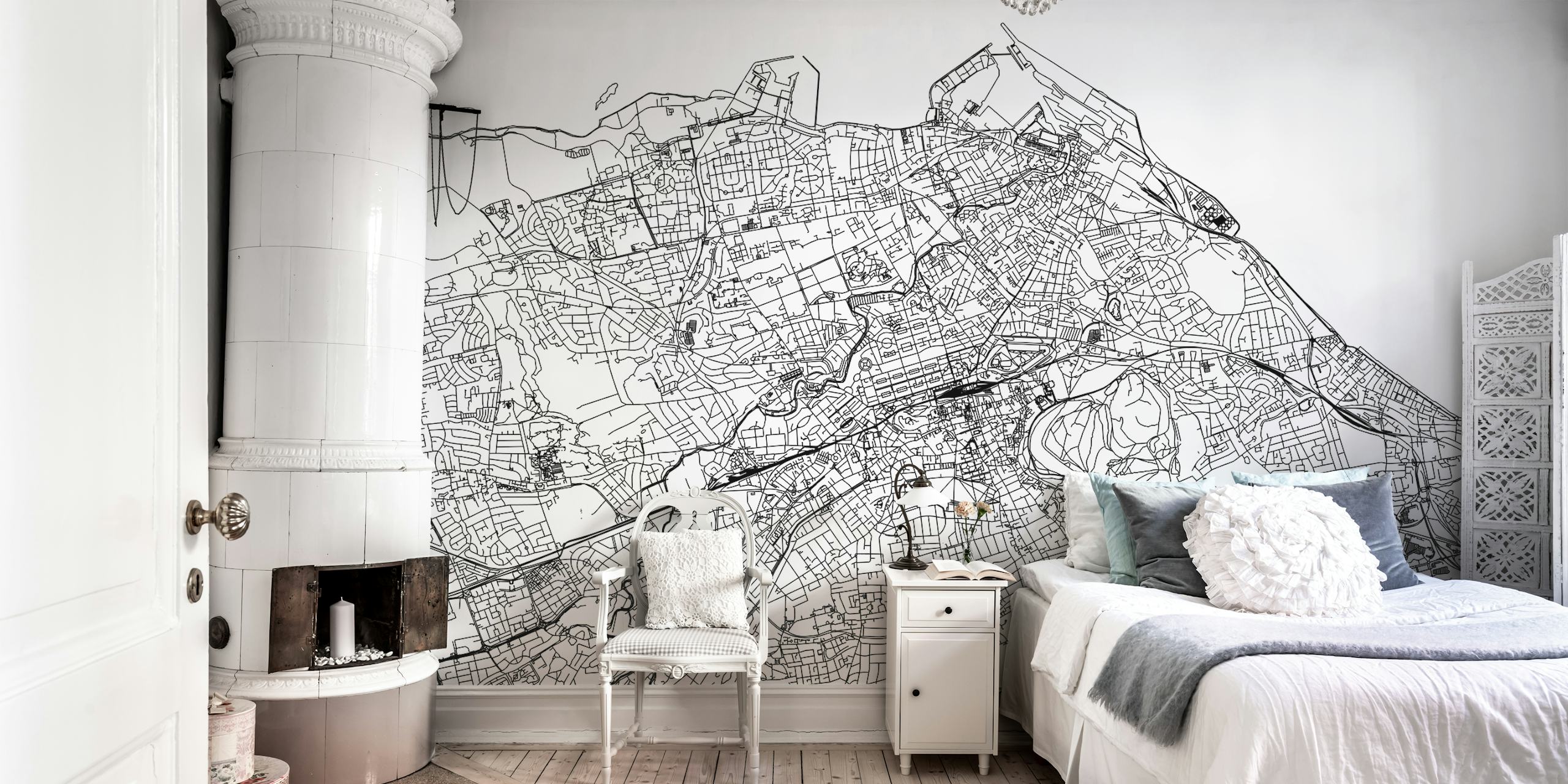 Detailed representation of Edinburgh on vintage-style map wallpaper