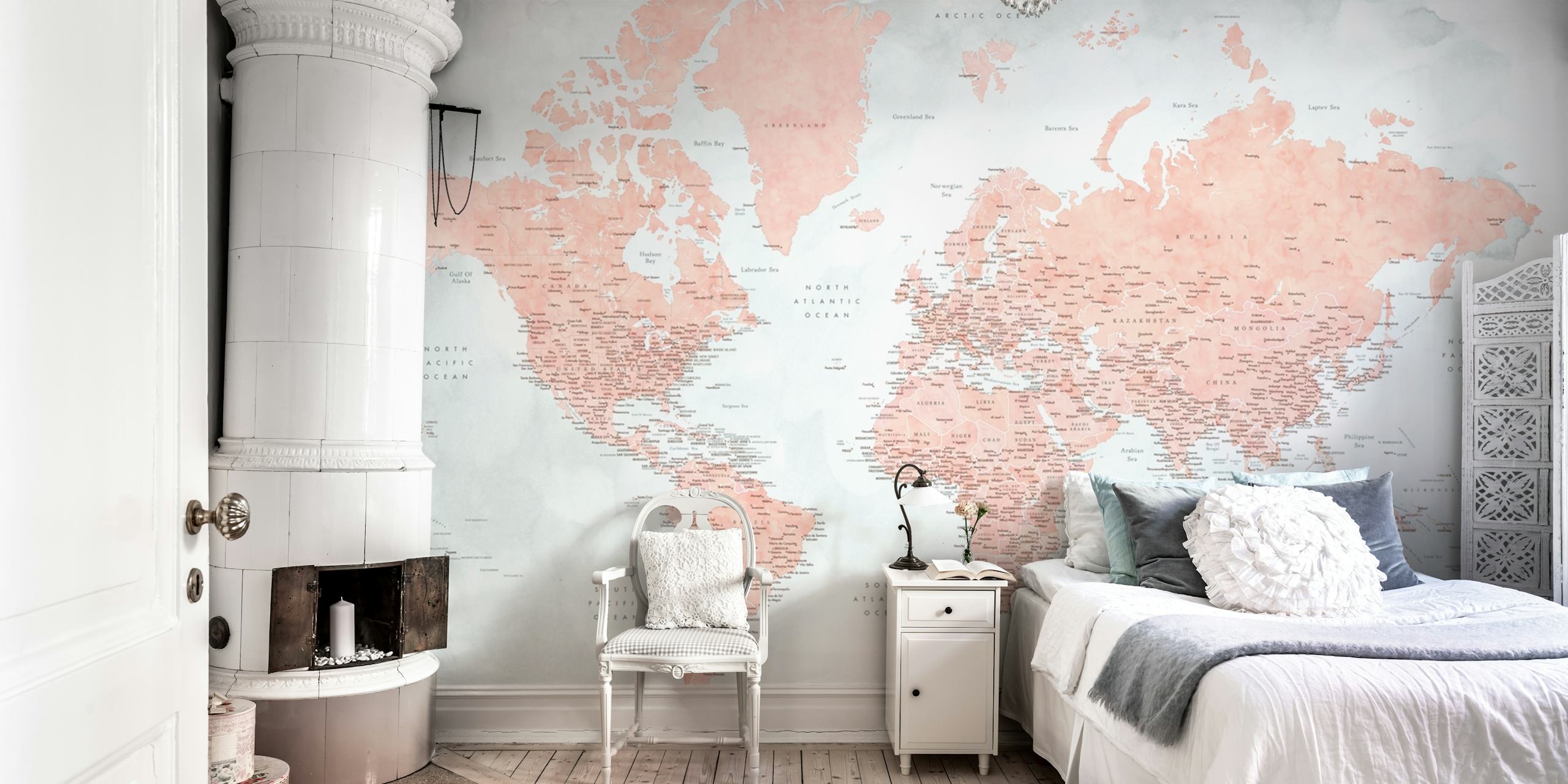 Papel tapiz de diseño de mapa mundial elegante habitación