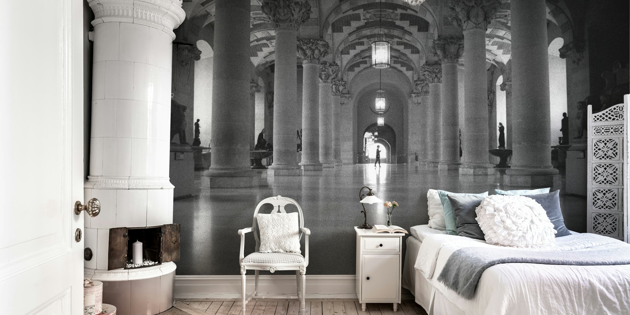 Lost inside the Louvre wallpaper design