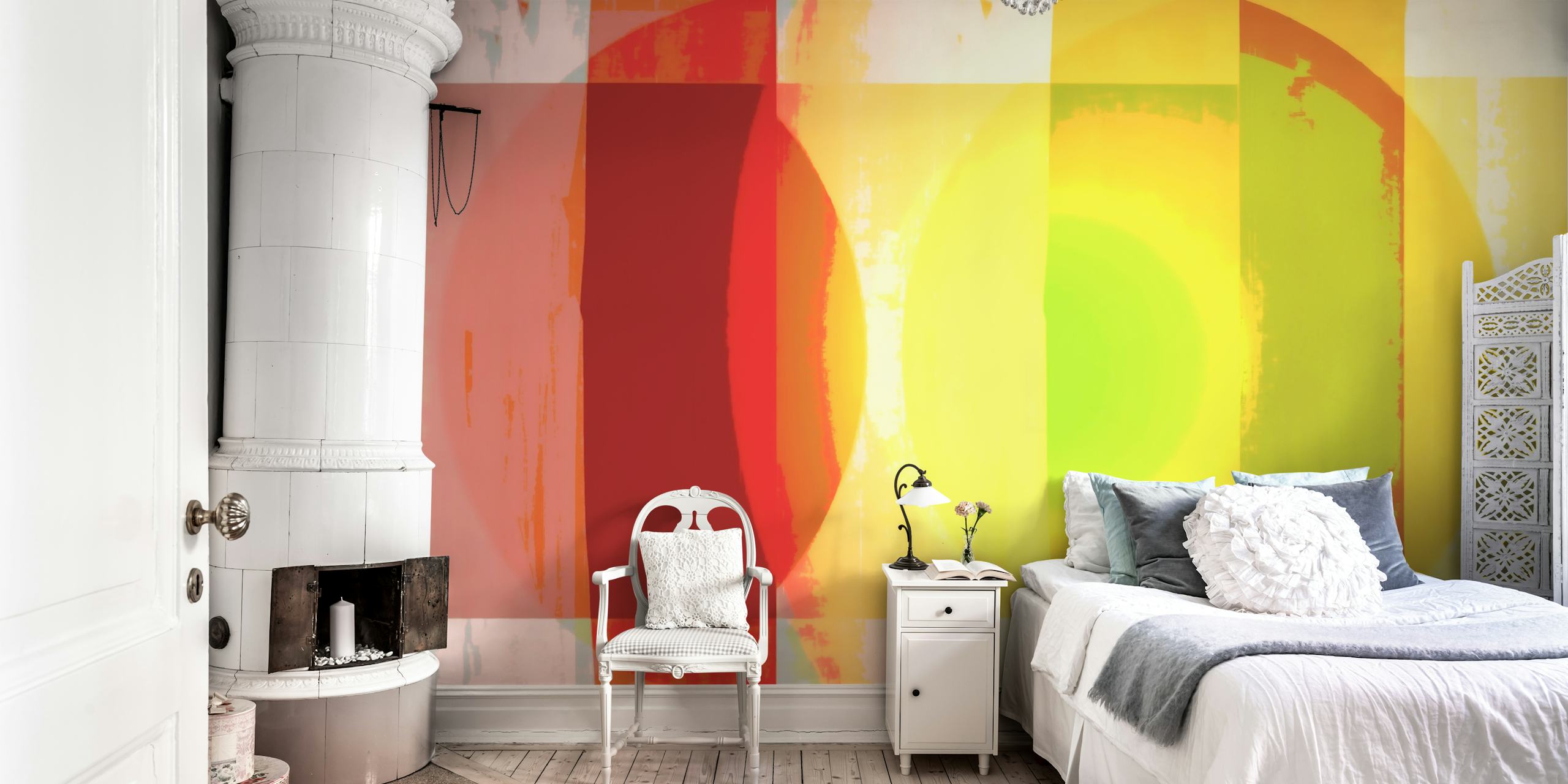 Papier peint Mid Century Bauhaus Grunge dans une pièce