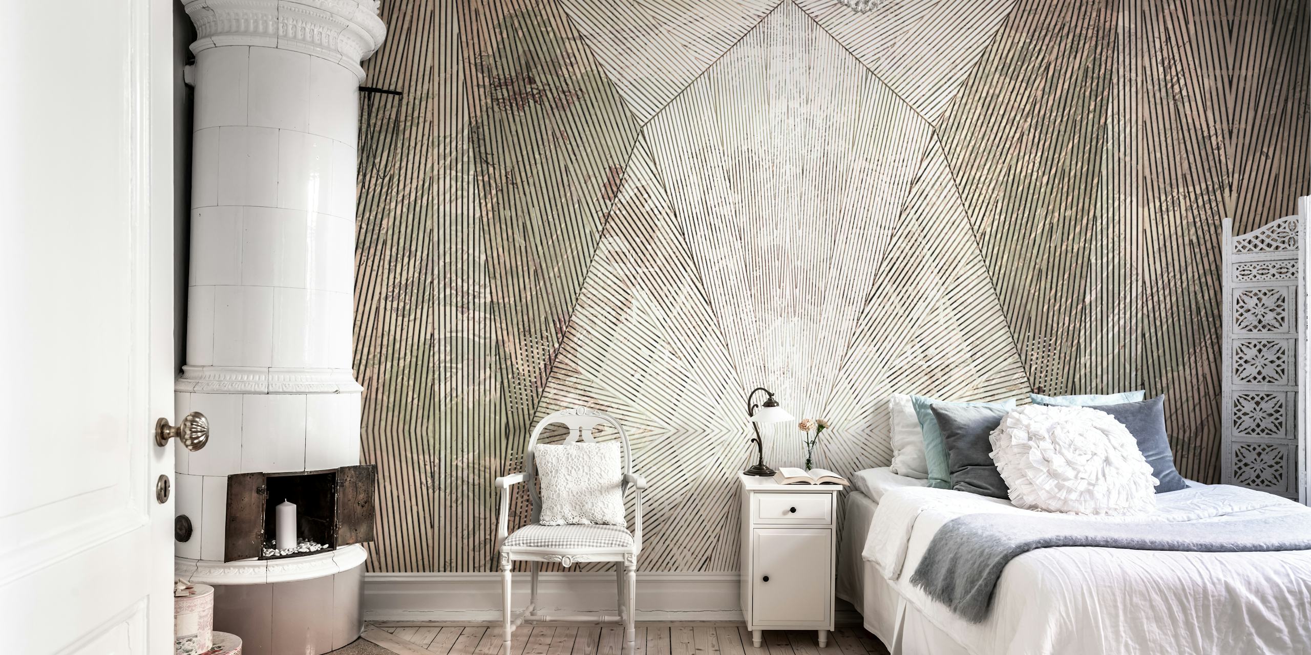 Japan Geometry Antique wallpaper in a room