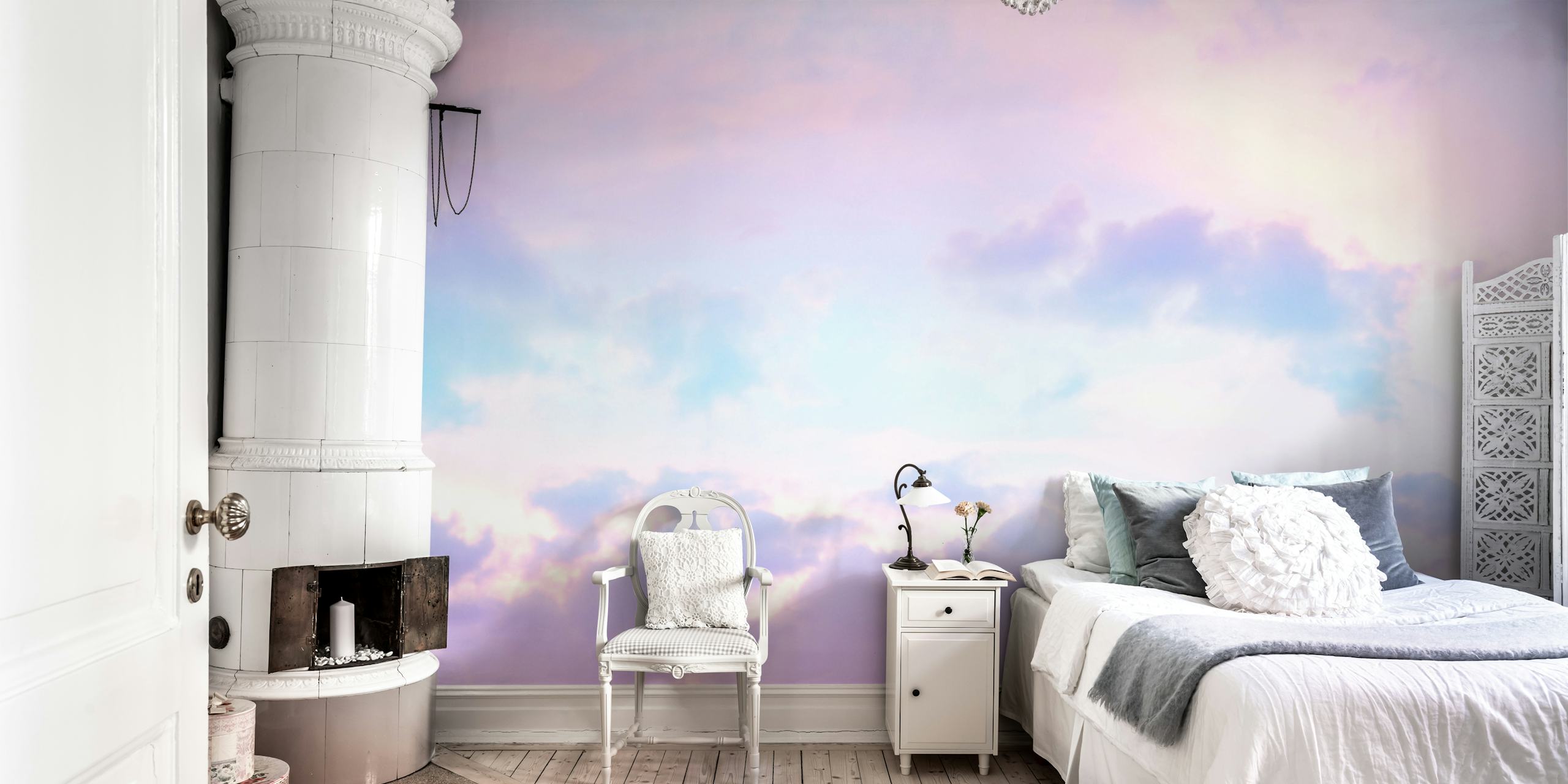 Unicorn Pastel Clouds wallpaper in a room